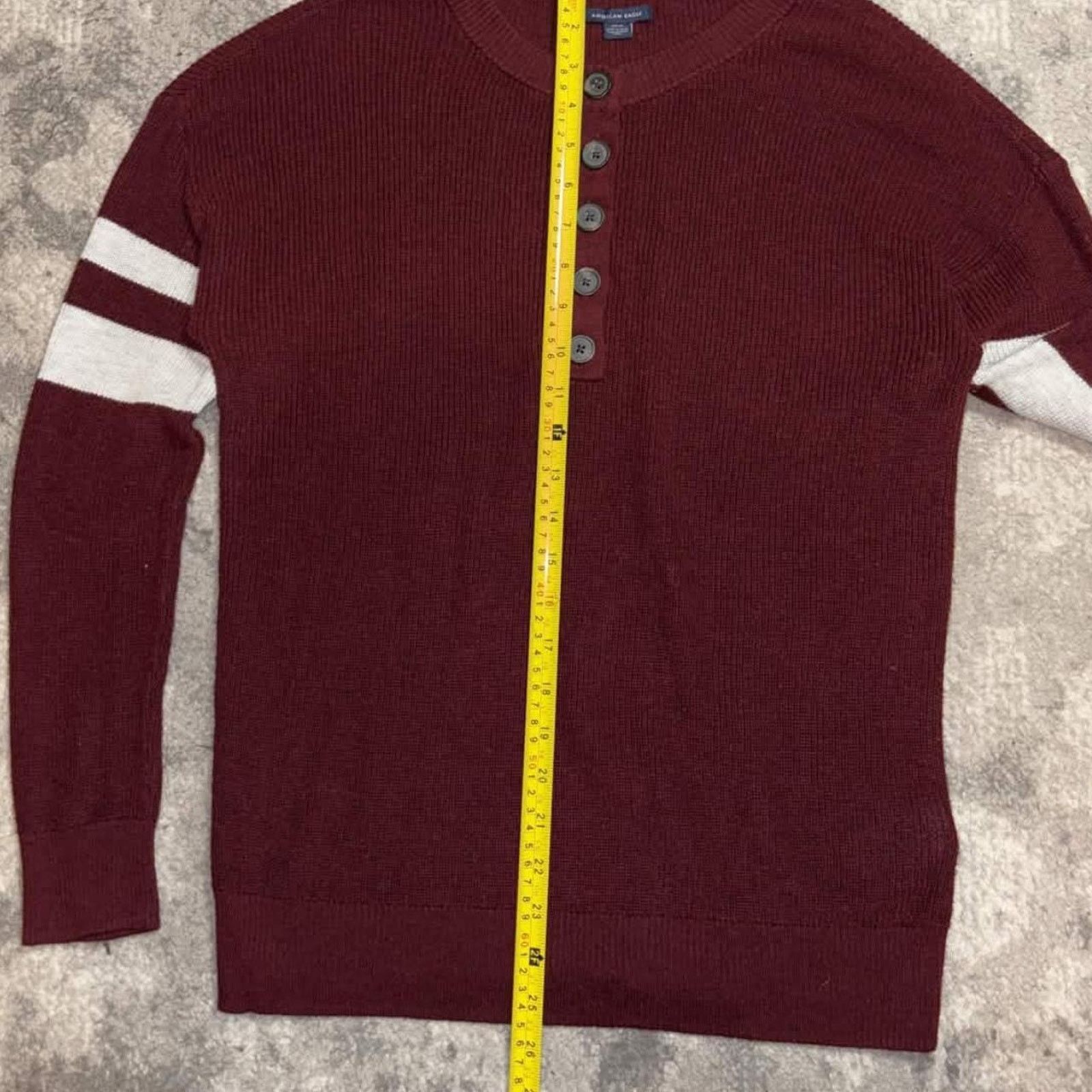 American Eagle Outfitters Y2K American Eagle Striped Henley Knit Sweater Size S / US 4 / IT 40 - 5 Thumbnail