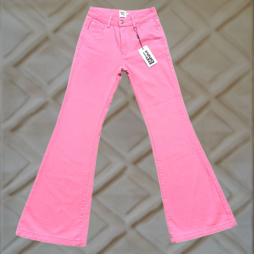 PRINCESS POLLY Princess Polly Jeans Cabarita High Rise Flare Lounge Denim Pink NWT Size 2 Size 42" / US 20 - 1 Thumbnail