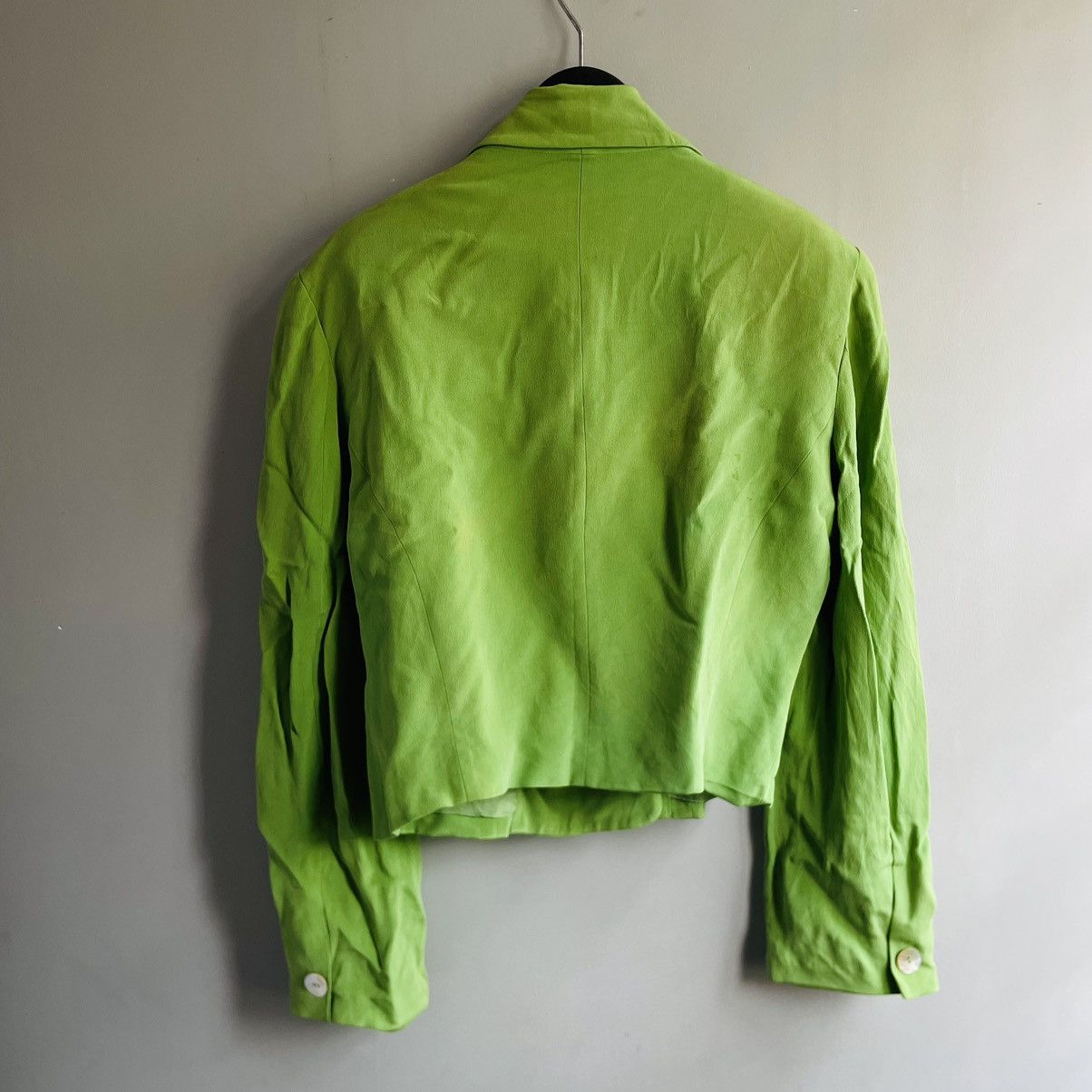 Japanese Brand × Seditionaries × Vintage Japanese Vintage Green Silk Cropped Blazer Size S / US 4 / IT 40 - 2 Thumbnail