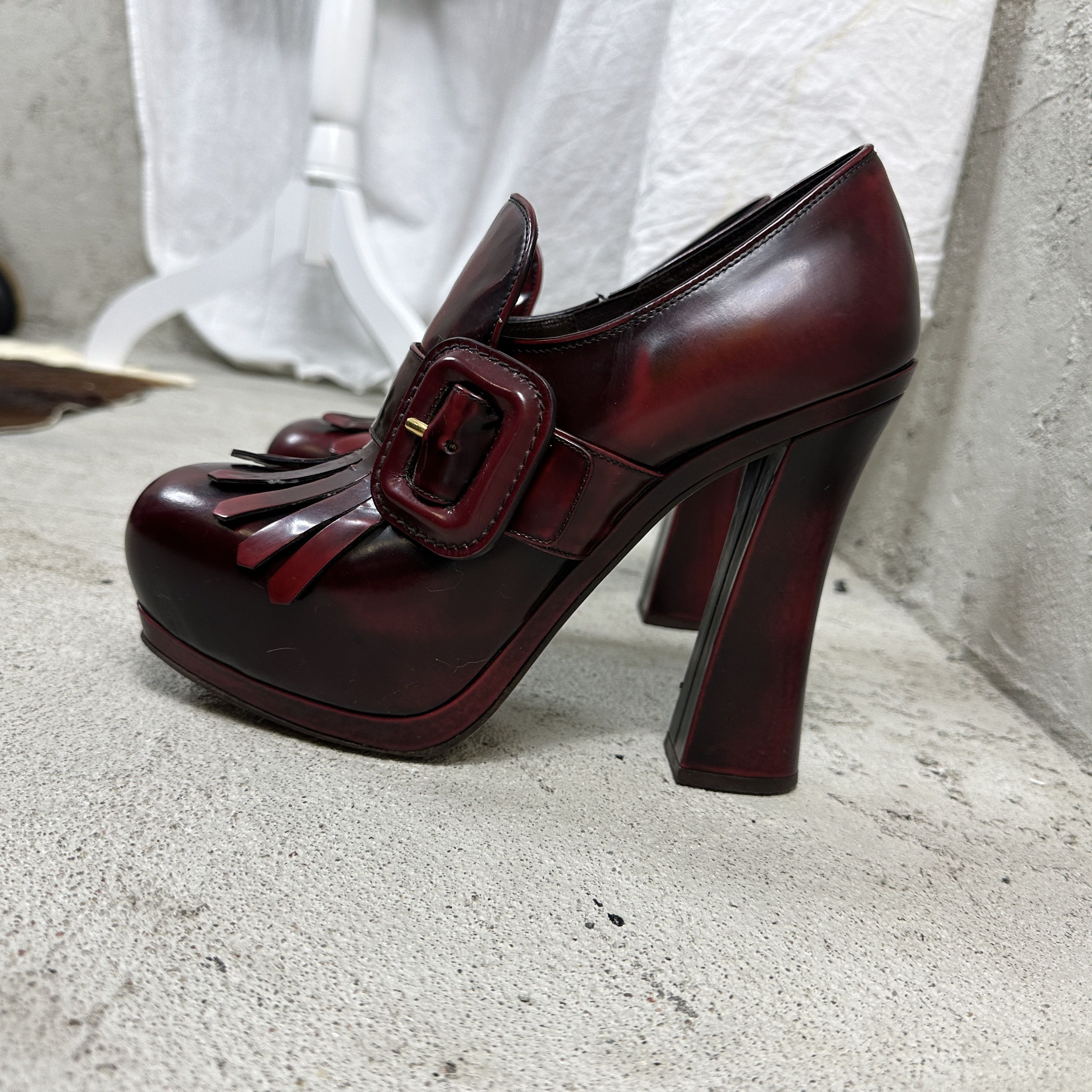 Miu Miu × Vintage Vintage Miu Miu Elevated Platform Loafers Leather Shoes Size US 9 / IT 39 - 3 Thumbnail