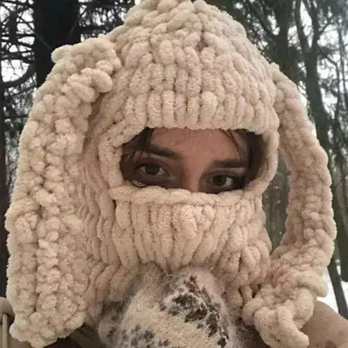 Aran Isles Knitwear Knitted bunny ear brown balaclava Size ONE SIZE - 4 Thumbnail