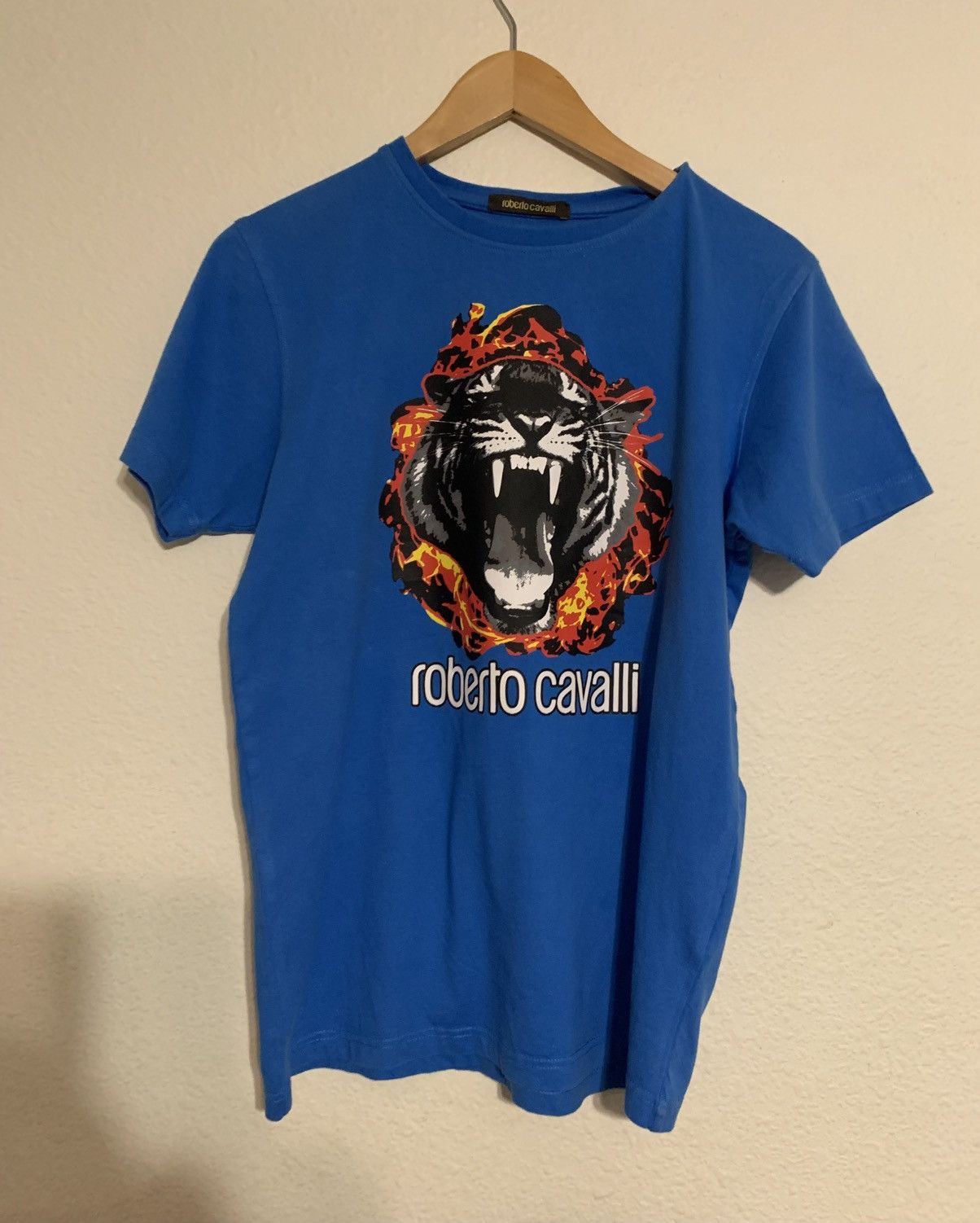Roberto Cavalli Roberto Cavalli T Shirt Mens Blue Tiger TShirt Size US M / EU 48-50 / 2 - 2 Thumbnail