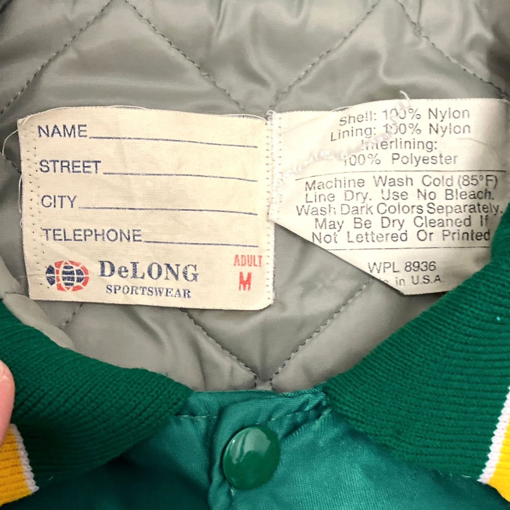 Vintage Vintage DeLong Jacket Varsity Bomber Green Satin Made in USA Mens Medium Size US M / EU 48-50 / 2 - 6 Thumbnail