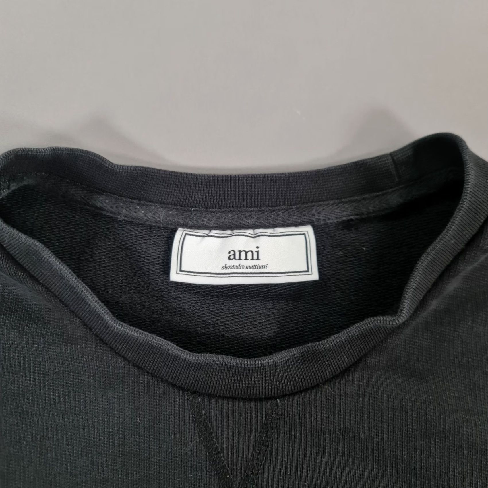 Vintage AMI Alexandre Mattiussi Sweatshirt Womens Large Black Cotton Big Logo Sweater Size L / US 10 / IT 46 - 3 Thumbnail