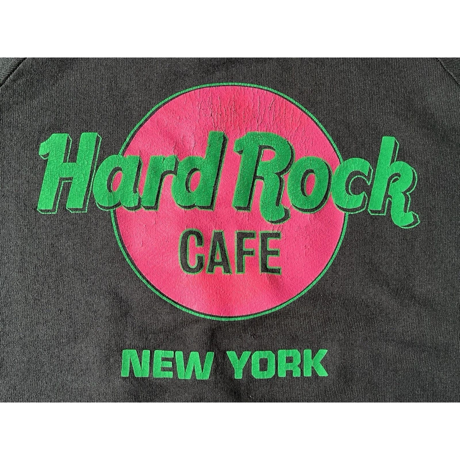 Fruit Of The Loom VTG HardRockCafe NY Sweatshirt USA *rare color* PINK & GREEN Size US L / EU 52-54 / 3 - 2 Thumbnail