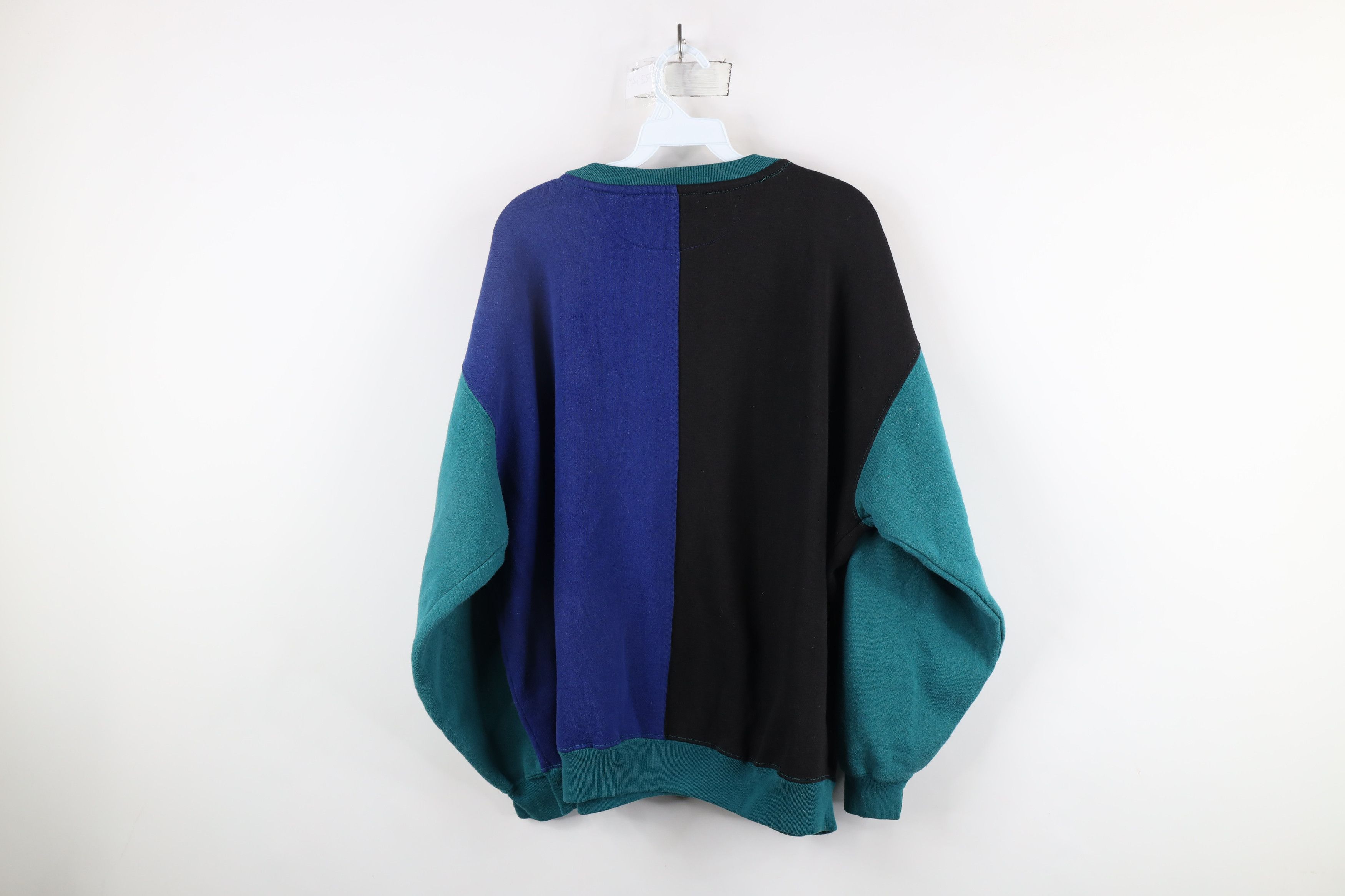 Vintage Vintage 90s Streetwear Block Cut N Sew Crewneck Sweatshirt Size US XL / EU 56 / 4 - 10 Thumbnail