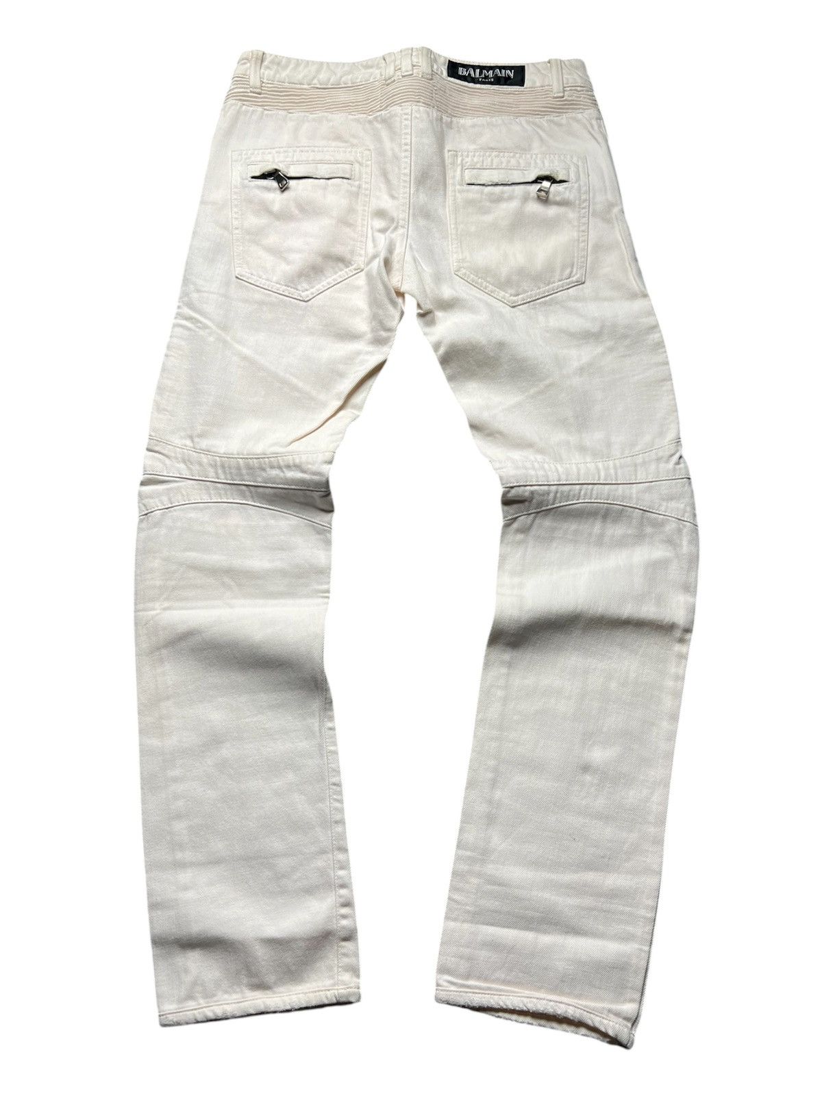 Balmain Balmain Broken White Biker Jeans Size US 29 - 2 Thumbnail