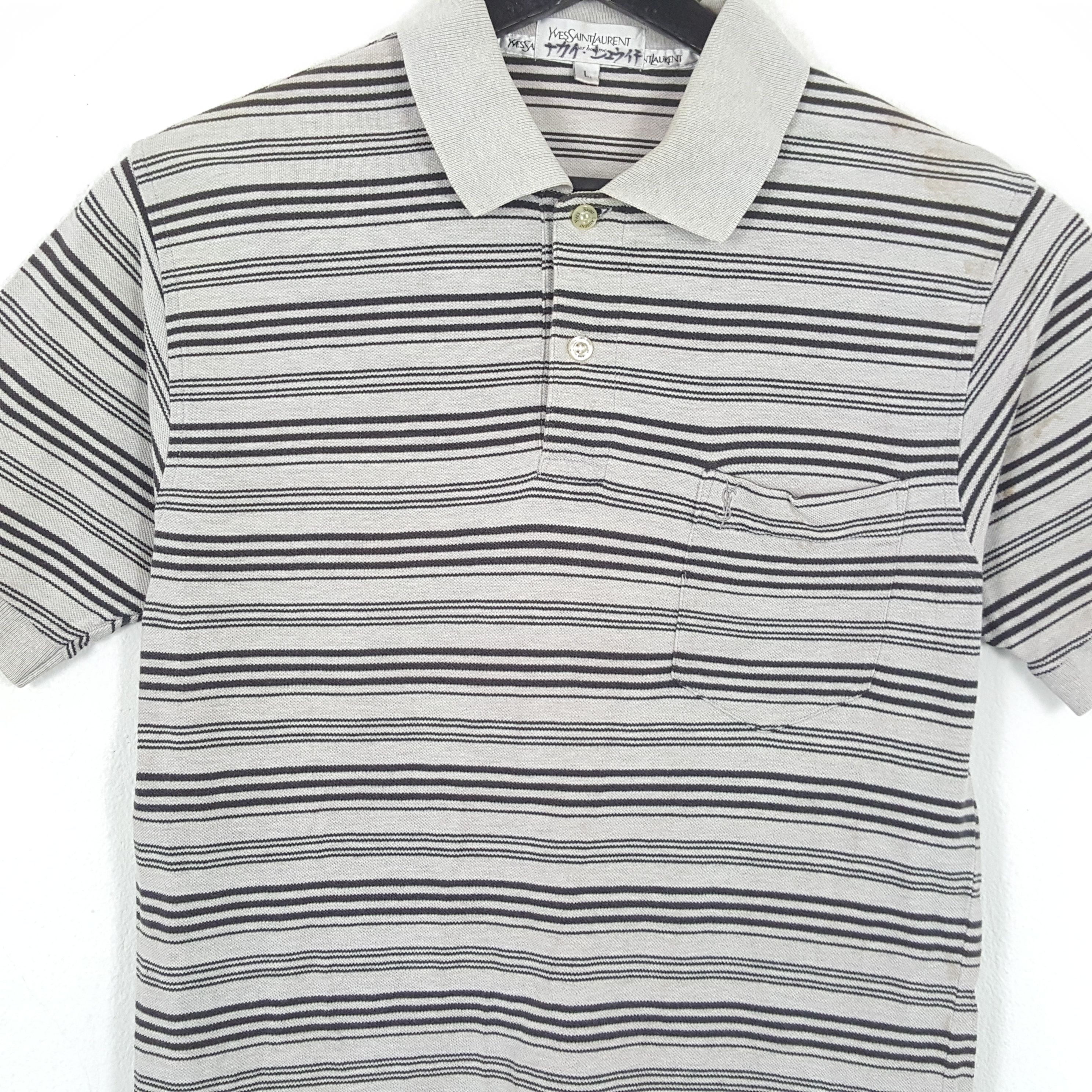 Vintage × Yves Saint Laurent YVES SAINT LAURENT Polos Casual Style Pocket Design Size US L / EU 52-54 / 3 - 2 Thumbnail