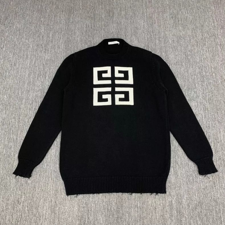 Givenchy Givenchy Black Destroyed Big Logo Knitwear Sweater Size US XL / EU 56 / 4 - 1 Thumbnail