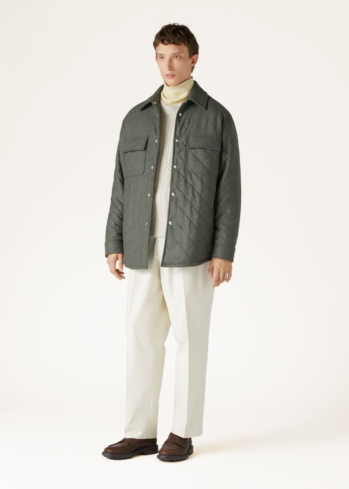 Loro Piana o1srvl11e0125 Shonai Overshirt in Green Size US S / EU 44-46 / 1 - 4 Thumbnail