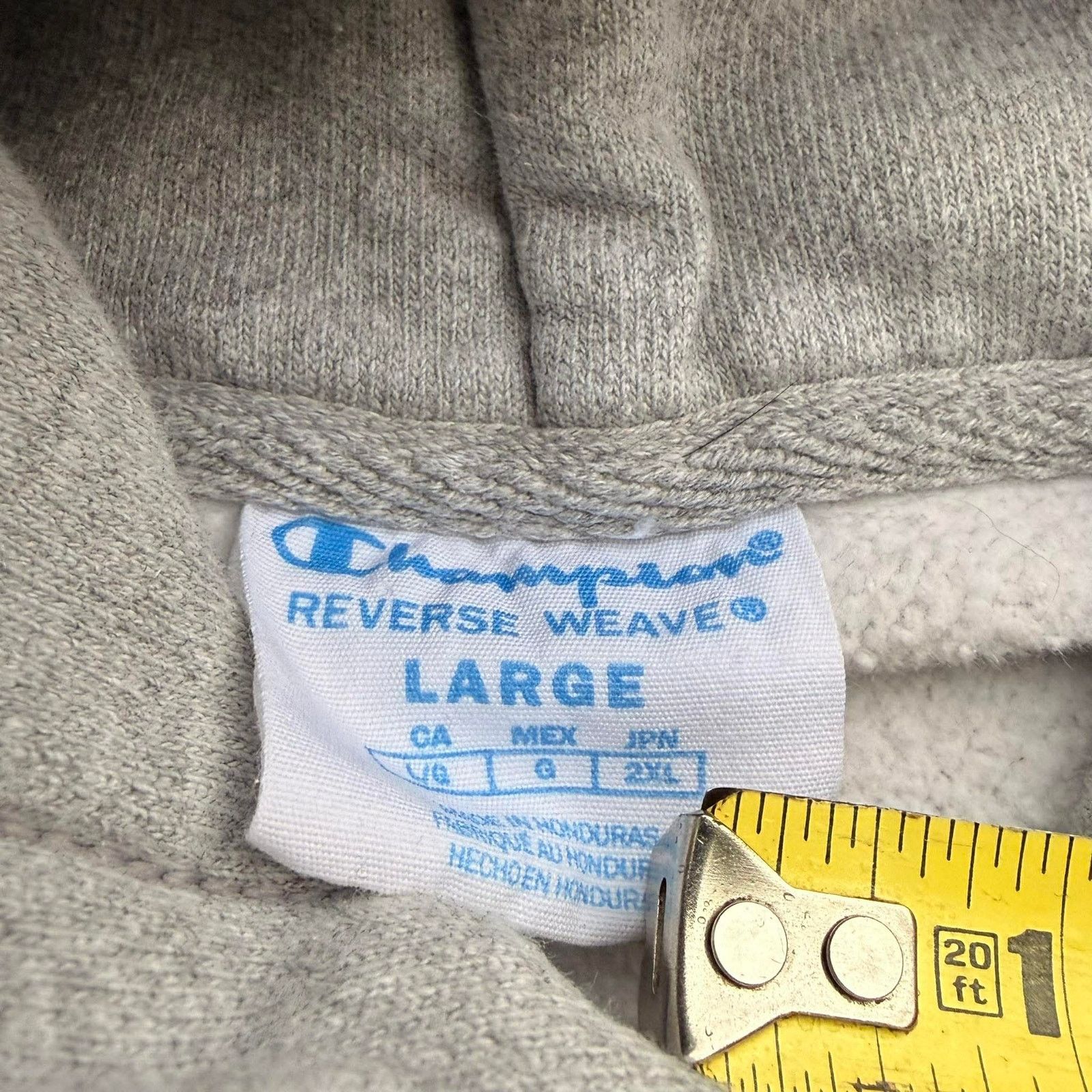 Champion Champion Reverse Weave Gray Hoodie Blue Sleeve Spell Out L Size US L / EU 52-54 / 3 - 3 Thumbnail