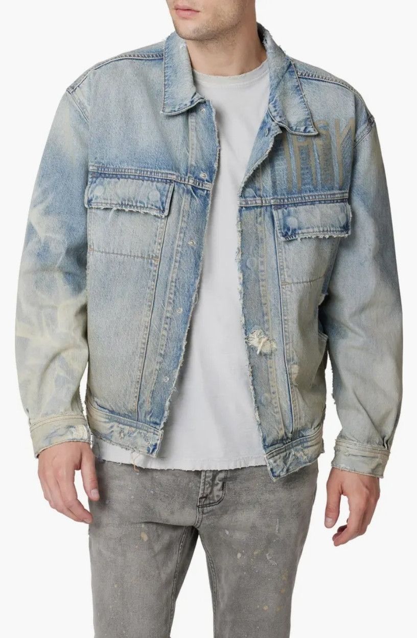 Hudson Hudson Jeans Boxy Ripped Denim Trucker Jacket Distressed Size US XXL / EU 58 / 5 - 2 Thumbnail