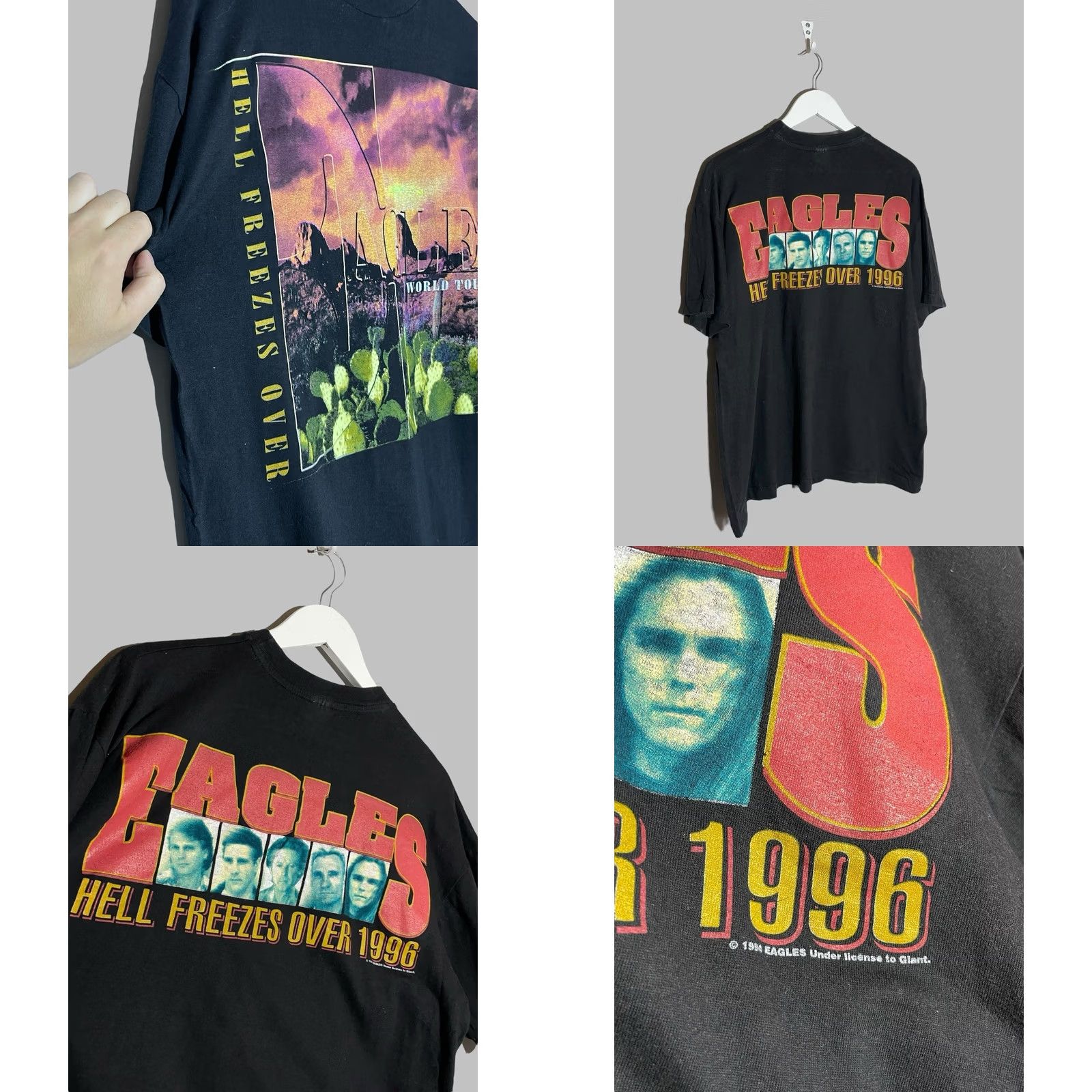 Vintage Eagles Hell Freezes Over 1996 Rock Band Vintage T-Shirt Mens L Black Cotton Logo 90s Band Music Size US L / EU 52-54 / 3 - 8 Thumbnail