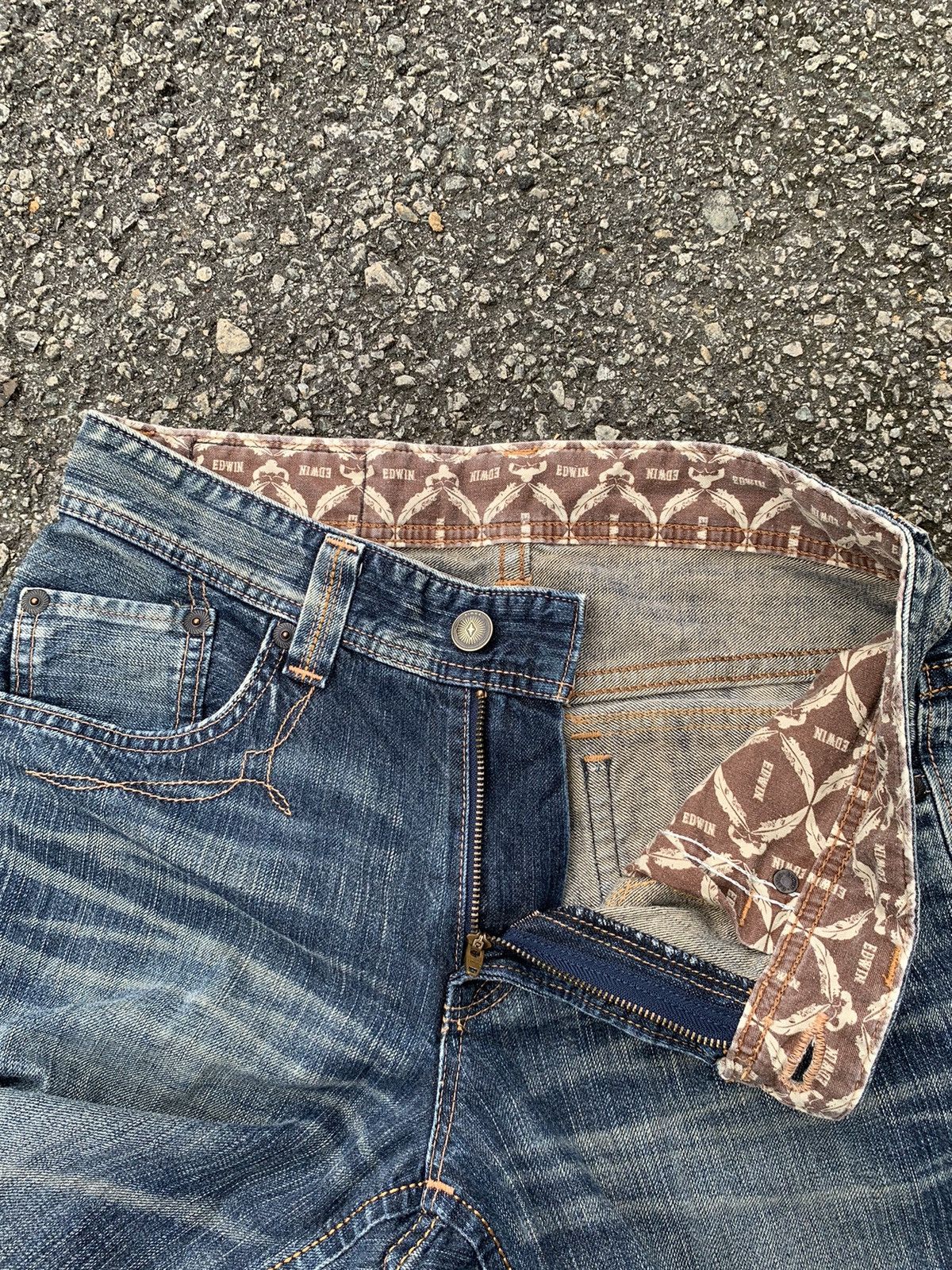 Japanese Brand FLARE💥 EDWIN XV NAVAJO PUNK STYLE MUDMAX WASHED DENIM☠️🎌 Size US 32 / EU 48 - 15 Thumbnail