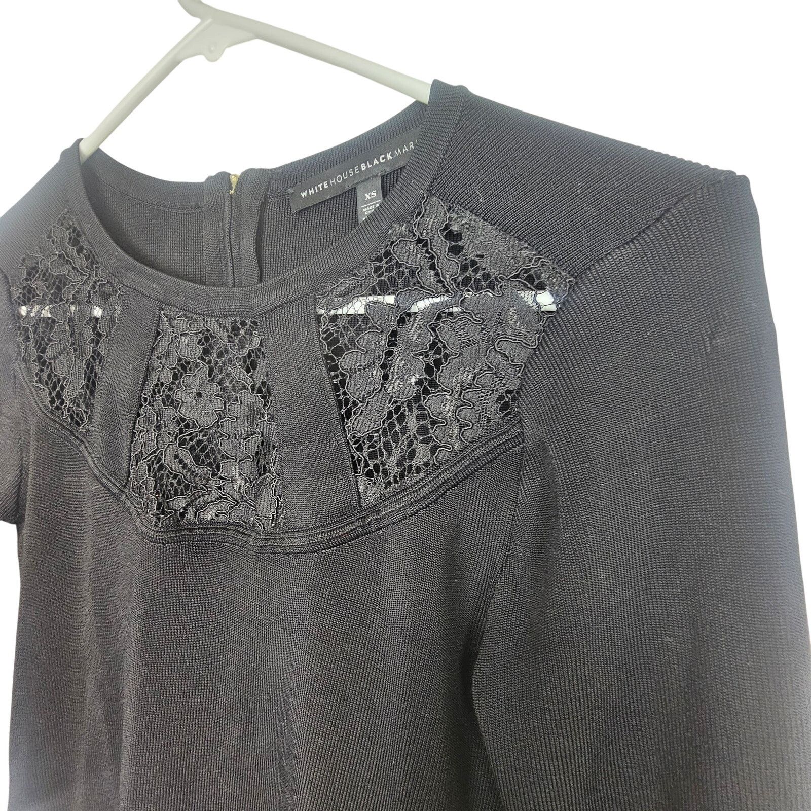 White House Black Market White House Black Market Womens Lace Stretch Blouse Size XS Size XS / US 0-2 / IT 36-38 - 6 Thumbnail