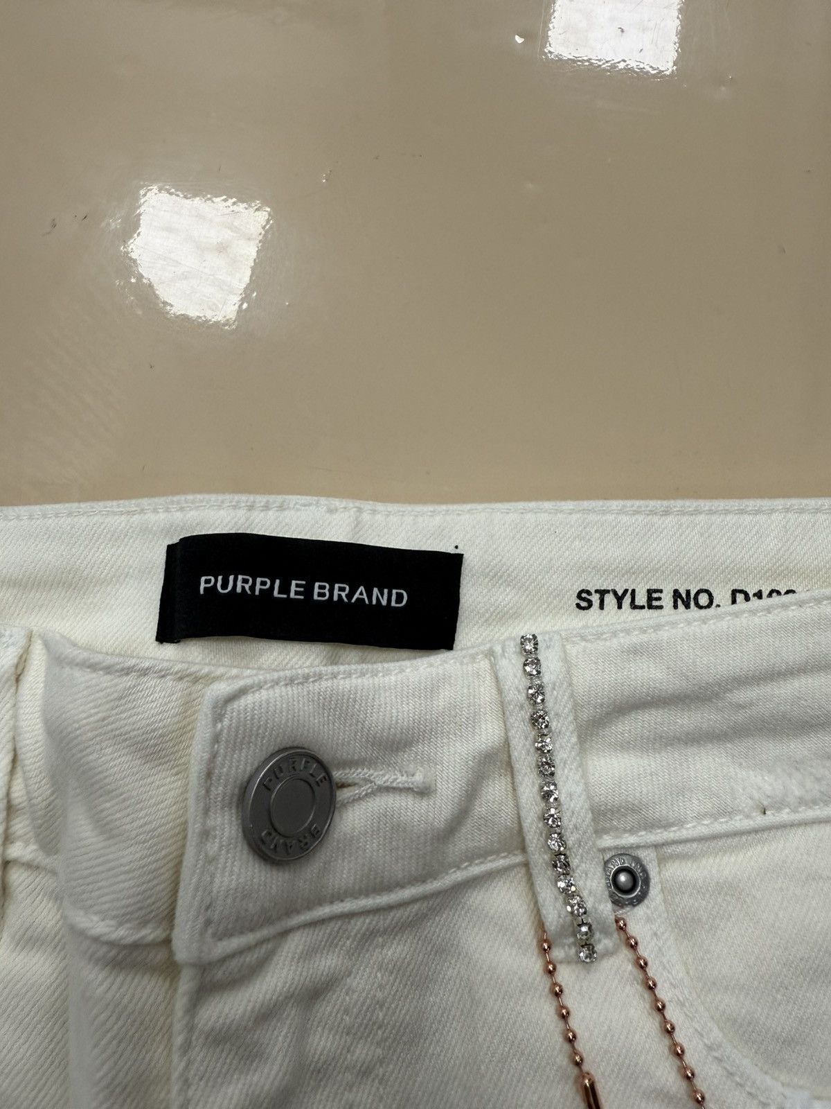 Purple Brand Slim Crop White Jeans
