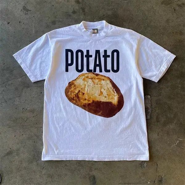 Japanese Brand Kokubu x Ayano White vintage potato print cotton tee Size US L / EU 52-54 / 3 - 3 Thumbnail