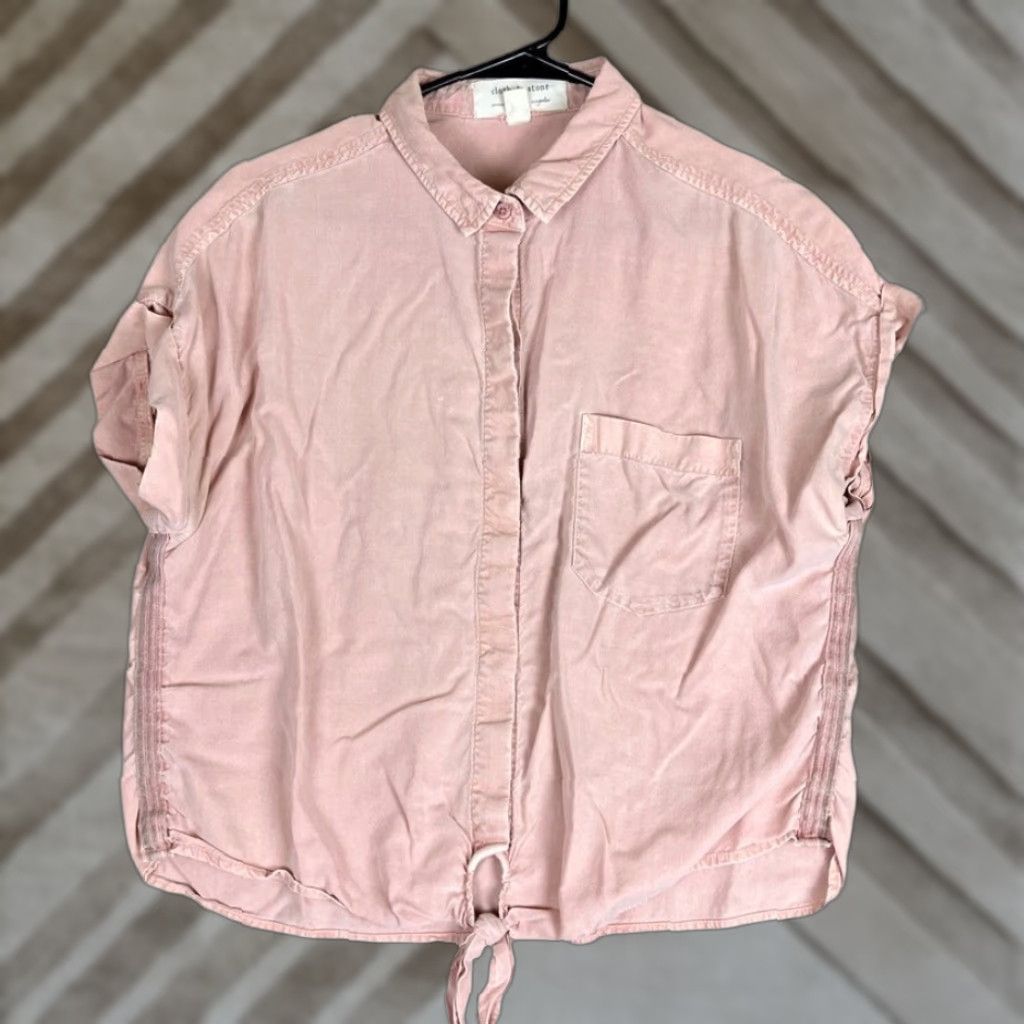 Anthropologie Cloth & Stone Anthropologie Womens Shirt Pink Tie Front Button Down Large Size L / US 10 / IT 46 - 1 Thumbnail
