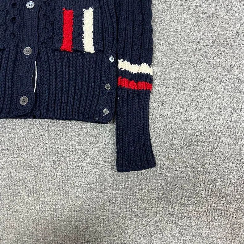 Thom Browne Thom Browne Navy Striped Thick Wool Cardigan Size XS / US 0-2 / IT 36-38 - 3 Thumbnail