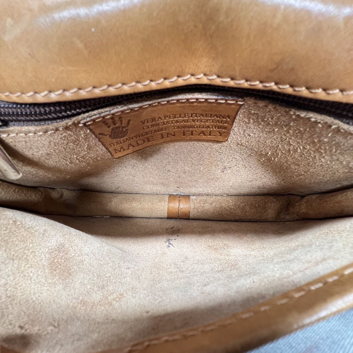 Vera Pelle × Vintage VTG Vera Pelle Leather Bag Brown Crossbody Purse Strap Size ONE SIZE - 7 Thumbnail