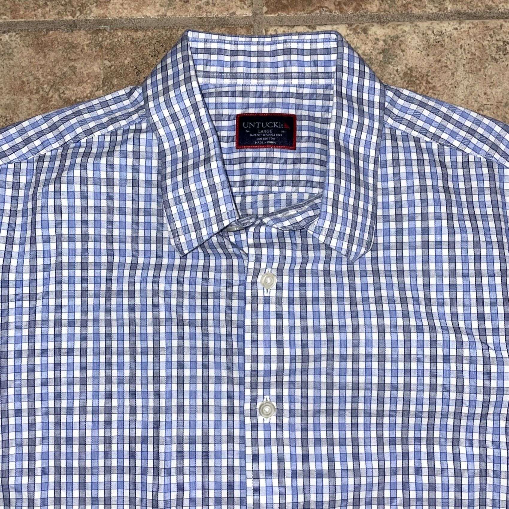 UNTUCKit UNTUCKit Shirt Mens L Blue Plaid Button Size US L / EU 52-54 / 3 - 2 Thumbnail