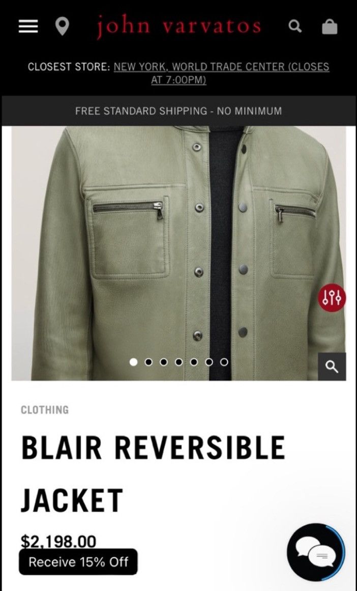John Varvatos Blair reversible leather jacket Size EU 48 USA 38 Size US M / EU 48-50 / 2 - 9 Thumbnail