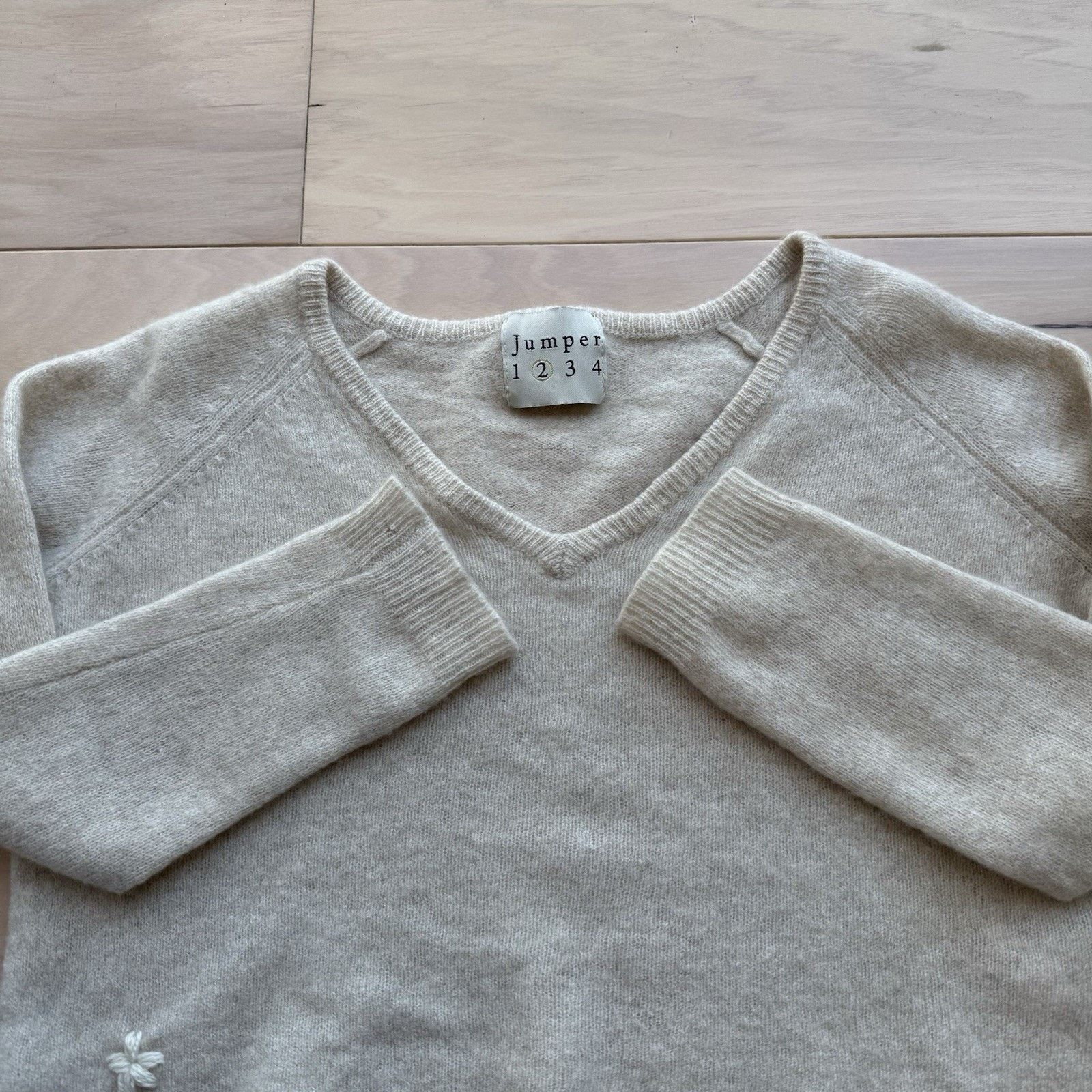 Designer Jumper 1234 Cashmere Sweater 2 Beige Wool Knit Pullover Size XS / US 0-2 / IT 36-38 - 4 Thumbnail