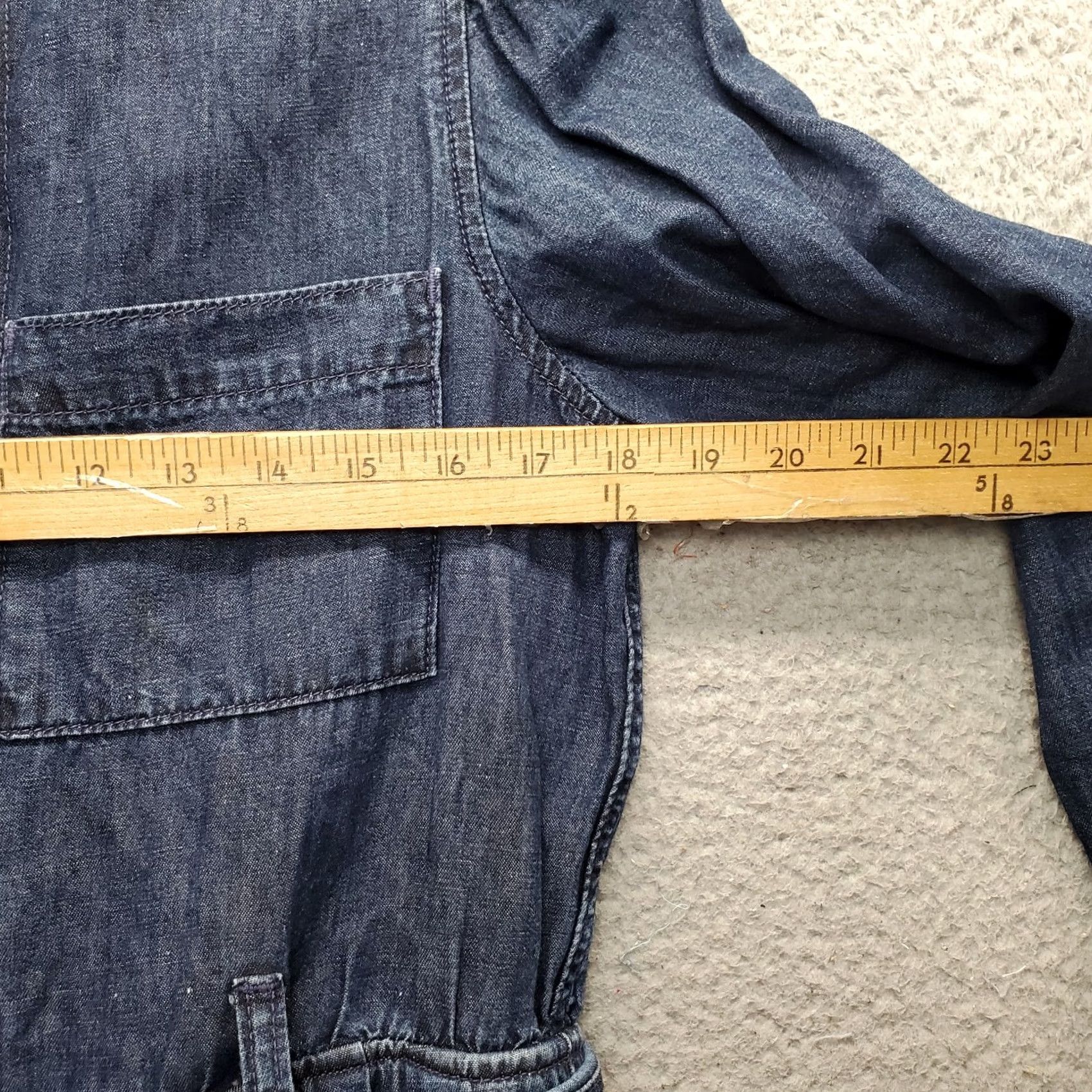 J.Crew J.Crew Jumpsuit Womens 6 Blue Denim Belted Utility Puff Sleeve Front Zip Shirt Size 28" / US 6 / IT 42 - 3 Thumbnail