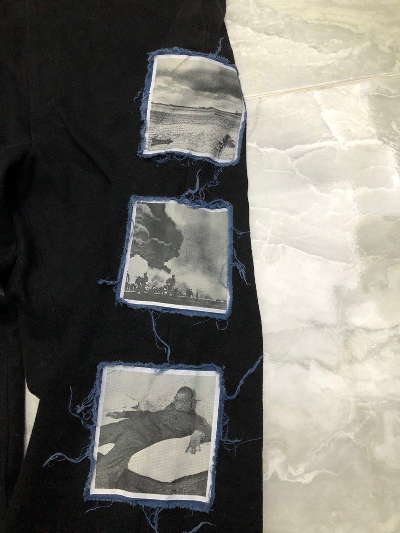Japanese Brand UNDERAIR Patchwork Graphic Black Pants Size US 34 / EU 50 - 4 Thumbnail