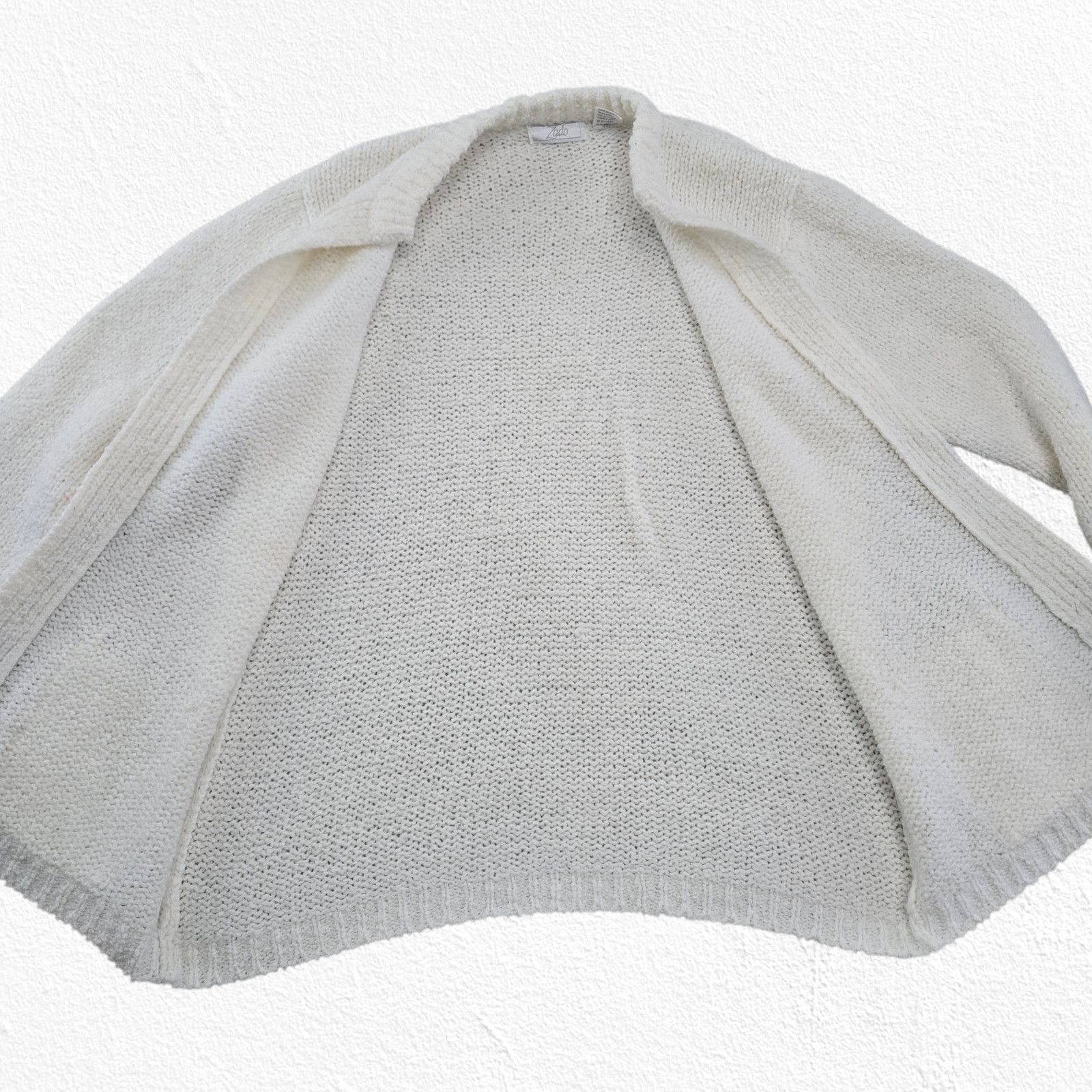 Vintage 80s Ivory Open Front Cardigan Sweater Size Large Size L / US 10 / IT 46 - 8 Thumbnail