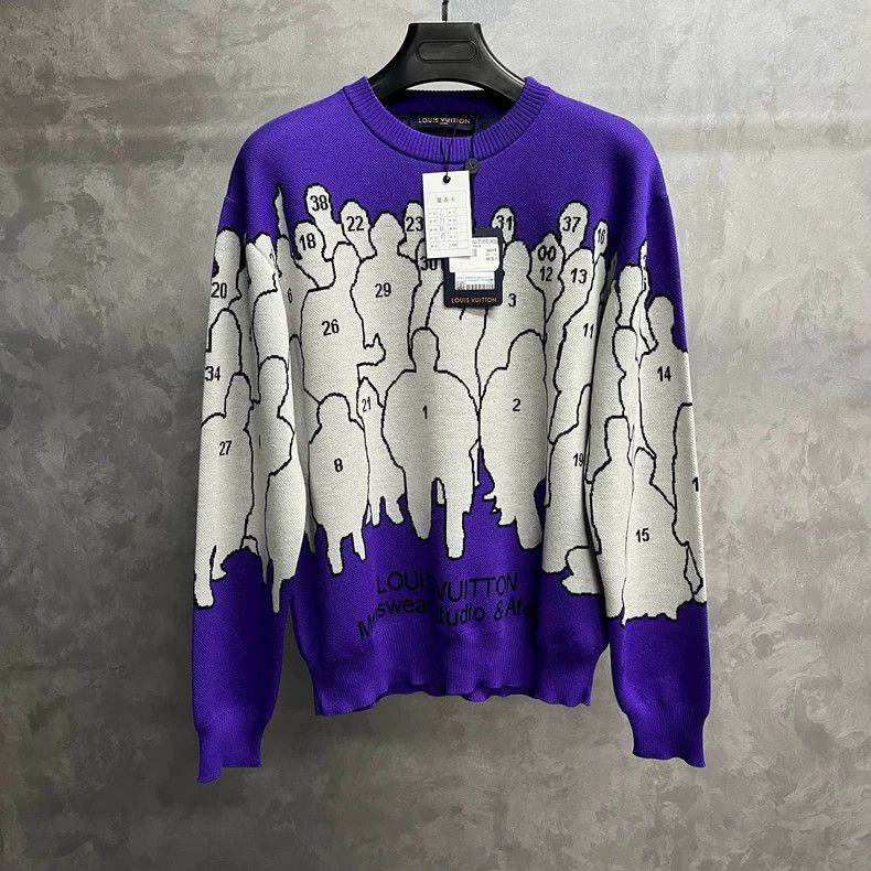 Louis Vuitton Louis Vuitton Purple stick figure logo jacquard cartoon cre Size US L / EU 52-54 / 3 - 1 Thumbnail