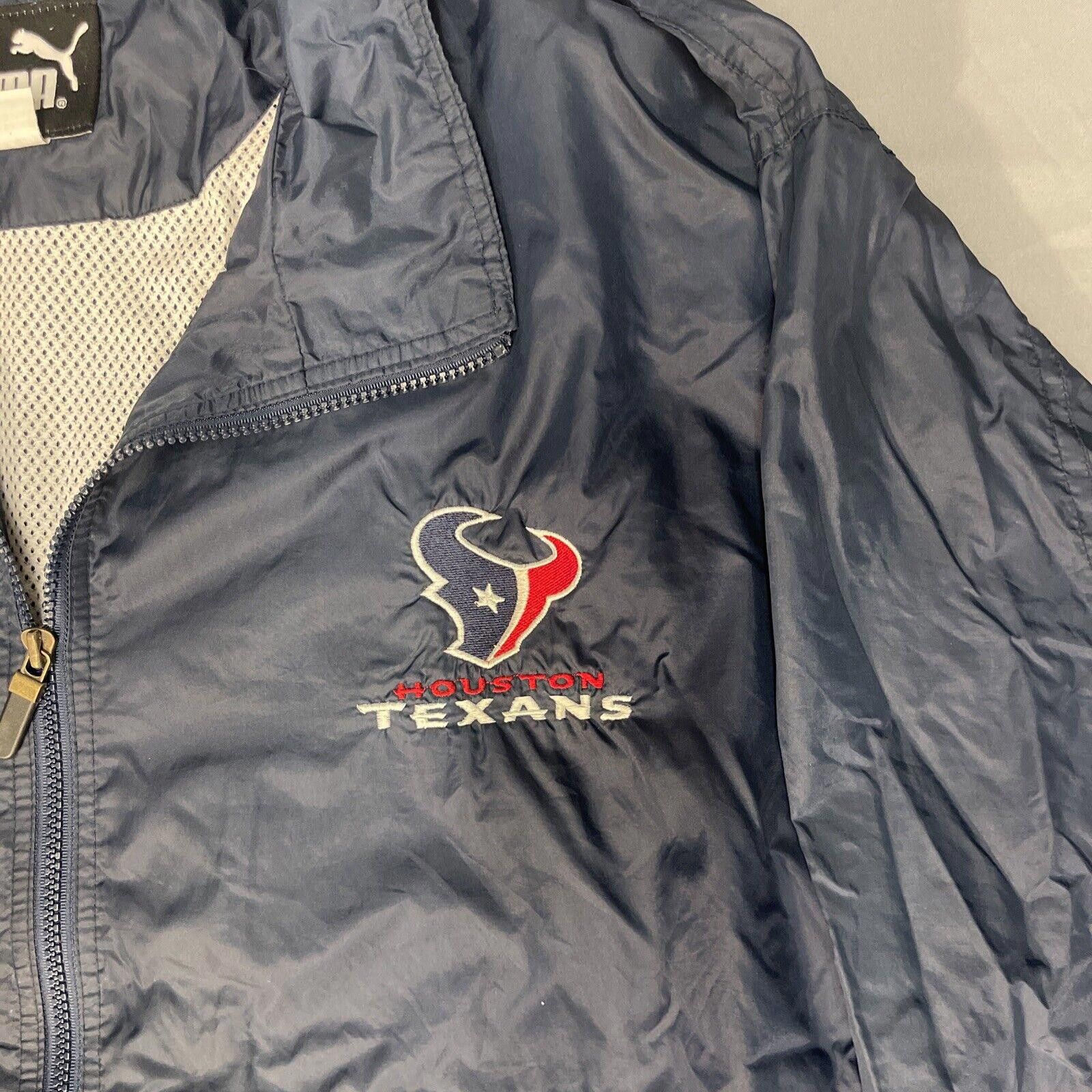 Designer TexansPuma Windbreaker Jacket Mens XL BLUE Full Zip Loose Size ONE SIZE - 2 Thumbnail