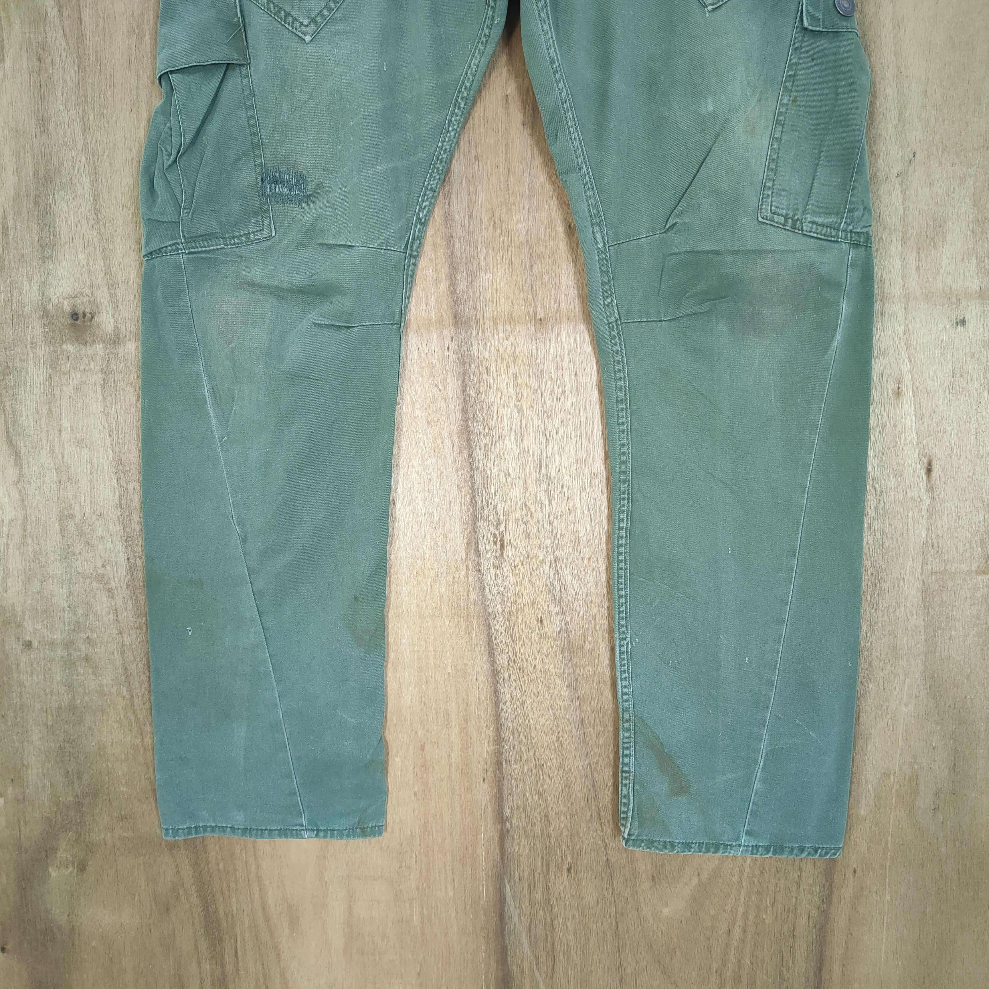 Japanese Brand VINTAGE DOMINATED FADED GREEN CARGO PANTS Size US 34 / EU 50 - 4 Thumbnail