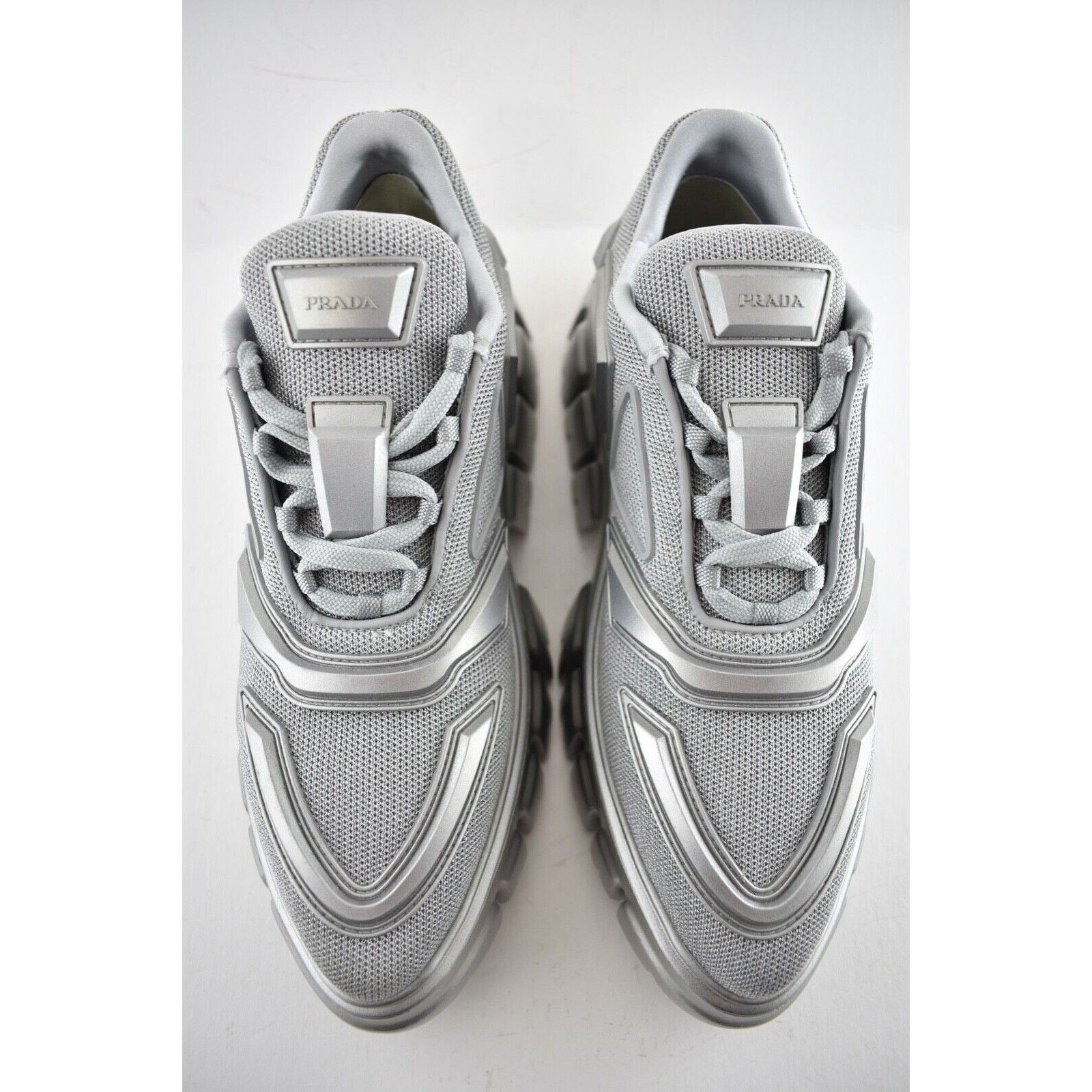 Prada Prada Monolith Lug Sole Silver Platform Flat Low Sneaker 37 Size US 7 / IT 37 - 7 Thumbnail