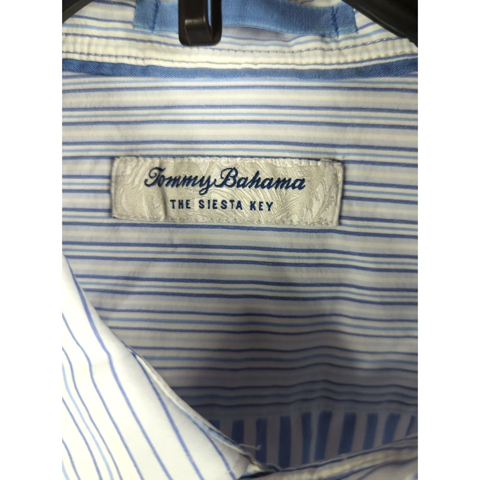 Tommy Bahama Tommy Bahama Button-Up Shirt Siesta Key Blue Stripe 2XLB UPF 30 Big & Tall Jerseyn nylon Spandex Long Sleeve Casual Shirt Mens Hawaiian Summer Size US XXL / EU 58 / 5 - 3 Thumbnail