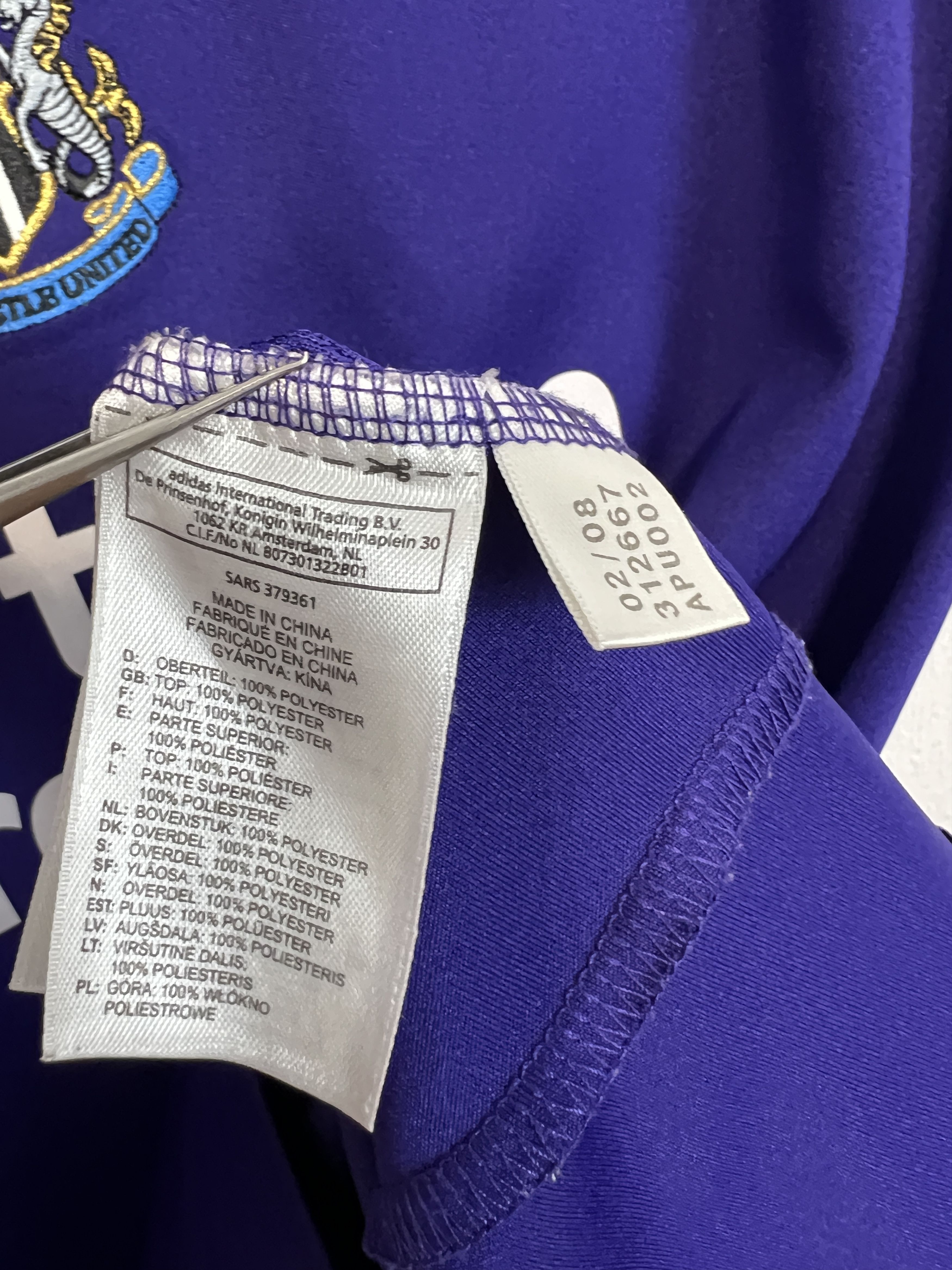 Adidas Newcastle Away football shirt 2008 Soccer Jersey Trikot Size US XXL / EU 58 / 5 - 8 Thumbnail