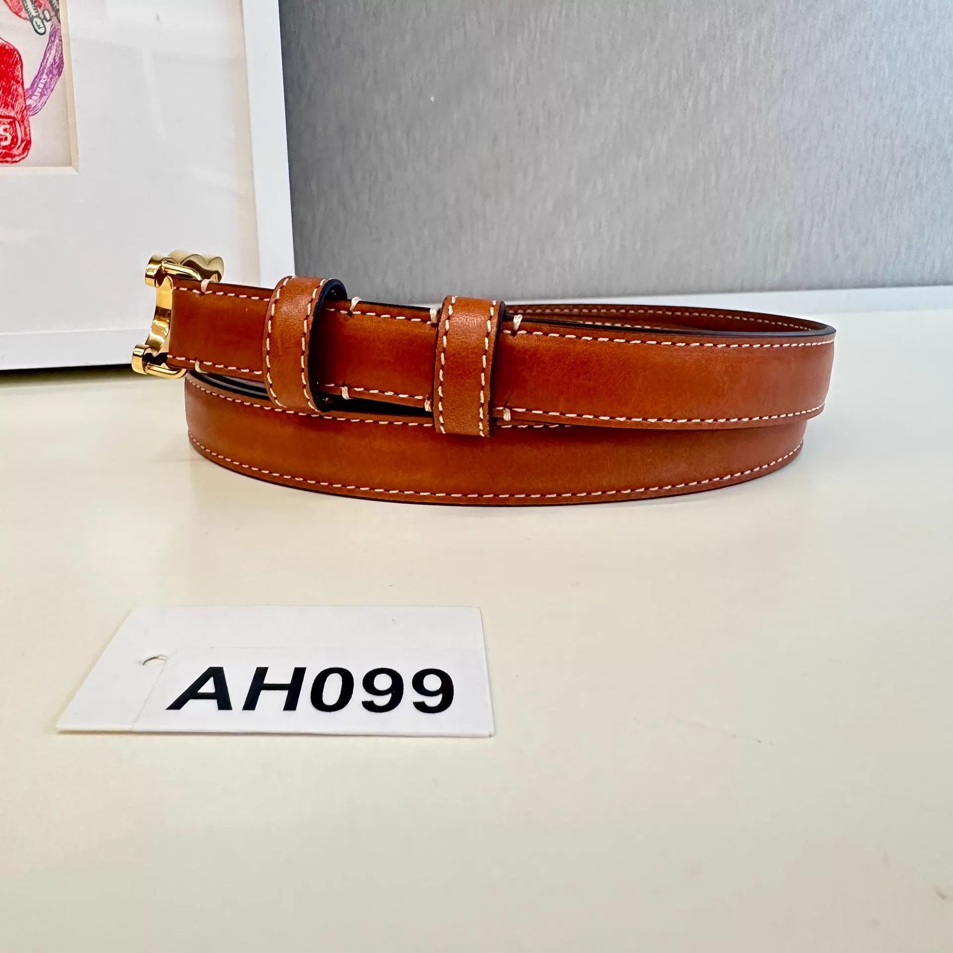 Celine Celine Triomphe Gold Buckle Belt 93x1.5 FS AH099 Size ONE SIZE - 2 Thumbnail