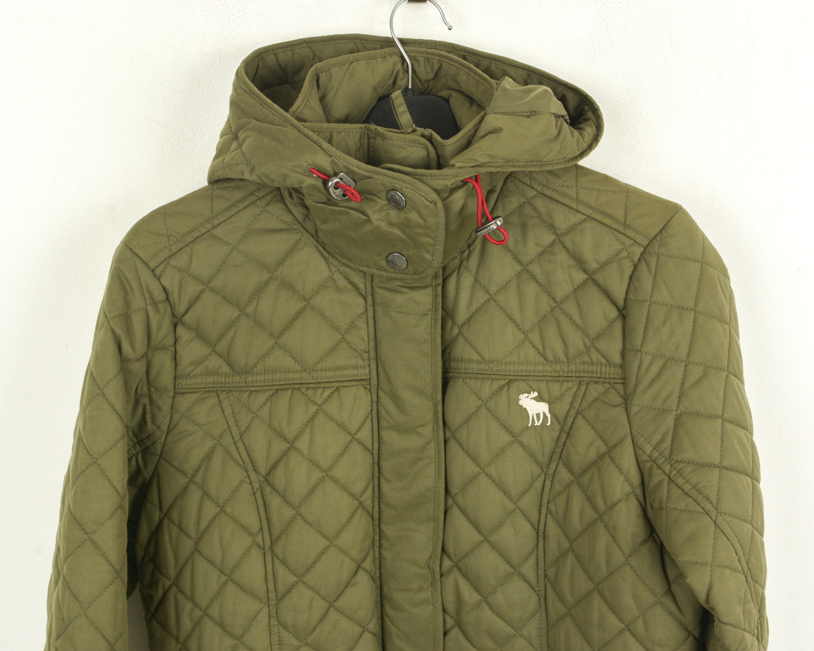 Abercrombie & Fitch Women M Quilted Hooded Jacket Coat Khaki Windbreaker Size M / US 6-8 / IT 42-44 - 3 Thumbnail