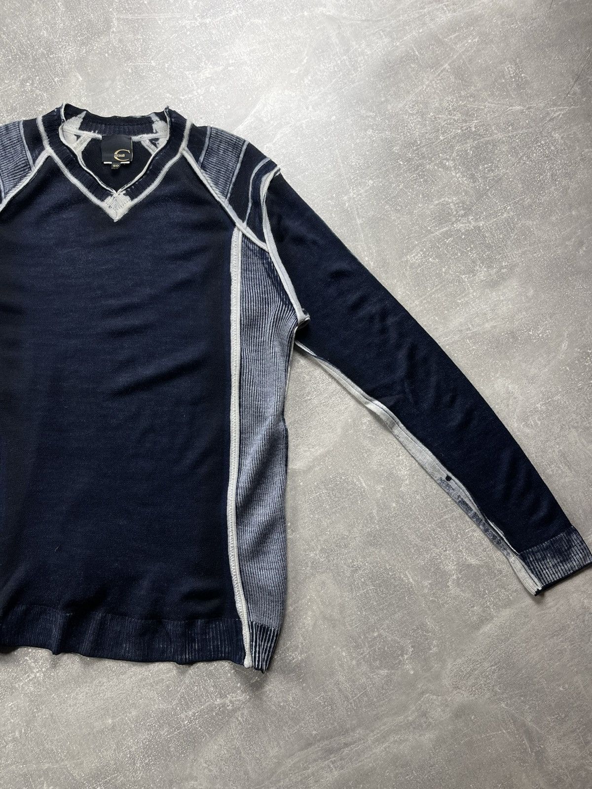 Just Cavalli Just Cavalli Paneled Knit V Neck Sweater Contrast Stitching Size US M / EU 48-50 / 2 - 4 Thumbnail