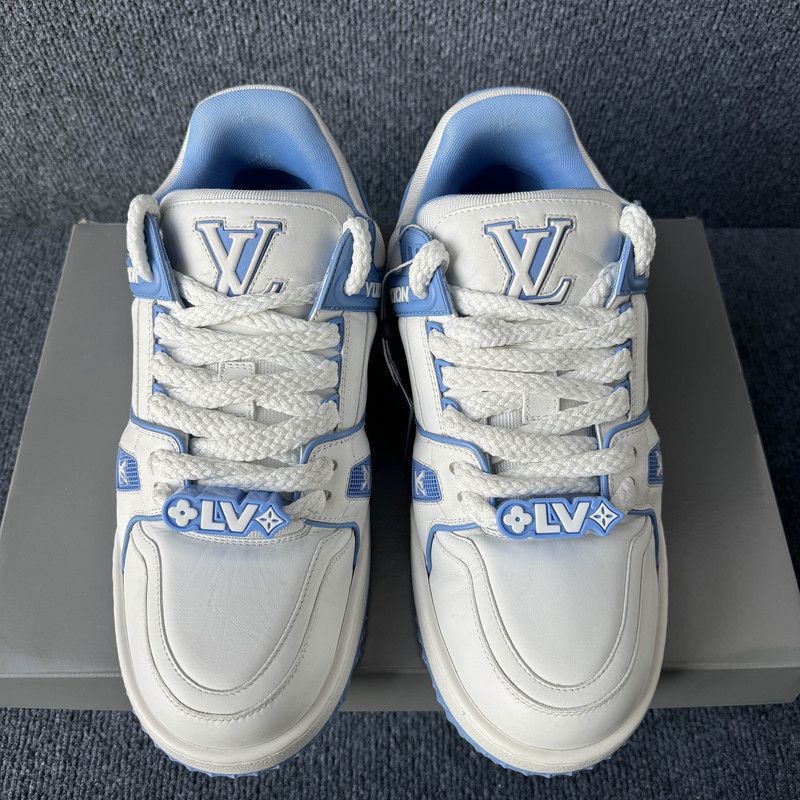 Louis Vuitton Louis Vuitton Trainer Maxi Low Top Sneakers White Blue -250 Size US 9.5 / EU 42-43 - 2 Thumbnail