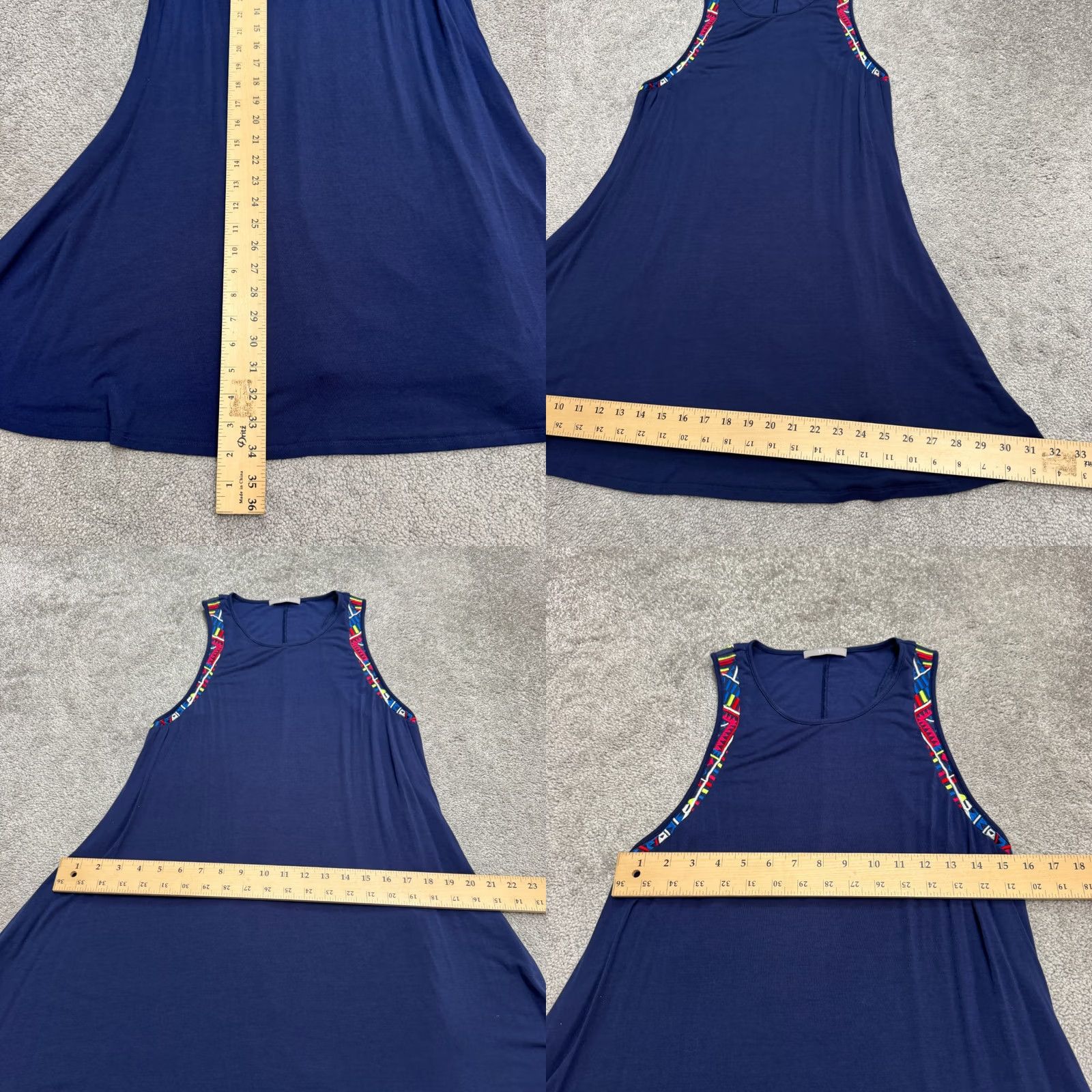 Vintage Tart Embroidered A-Line Tank Swing Dress Women Small Navy Blue Sleeveless Casual Size S / US 4 / IT 40 - 8 Thumbnail
