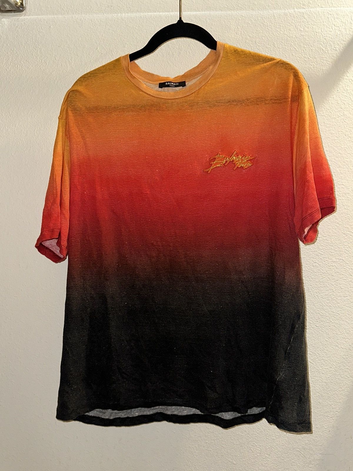 image of Balmain Paris Sunset Ombré Tee in Orange, Men's (Size XL)