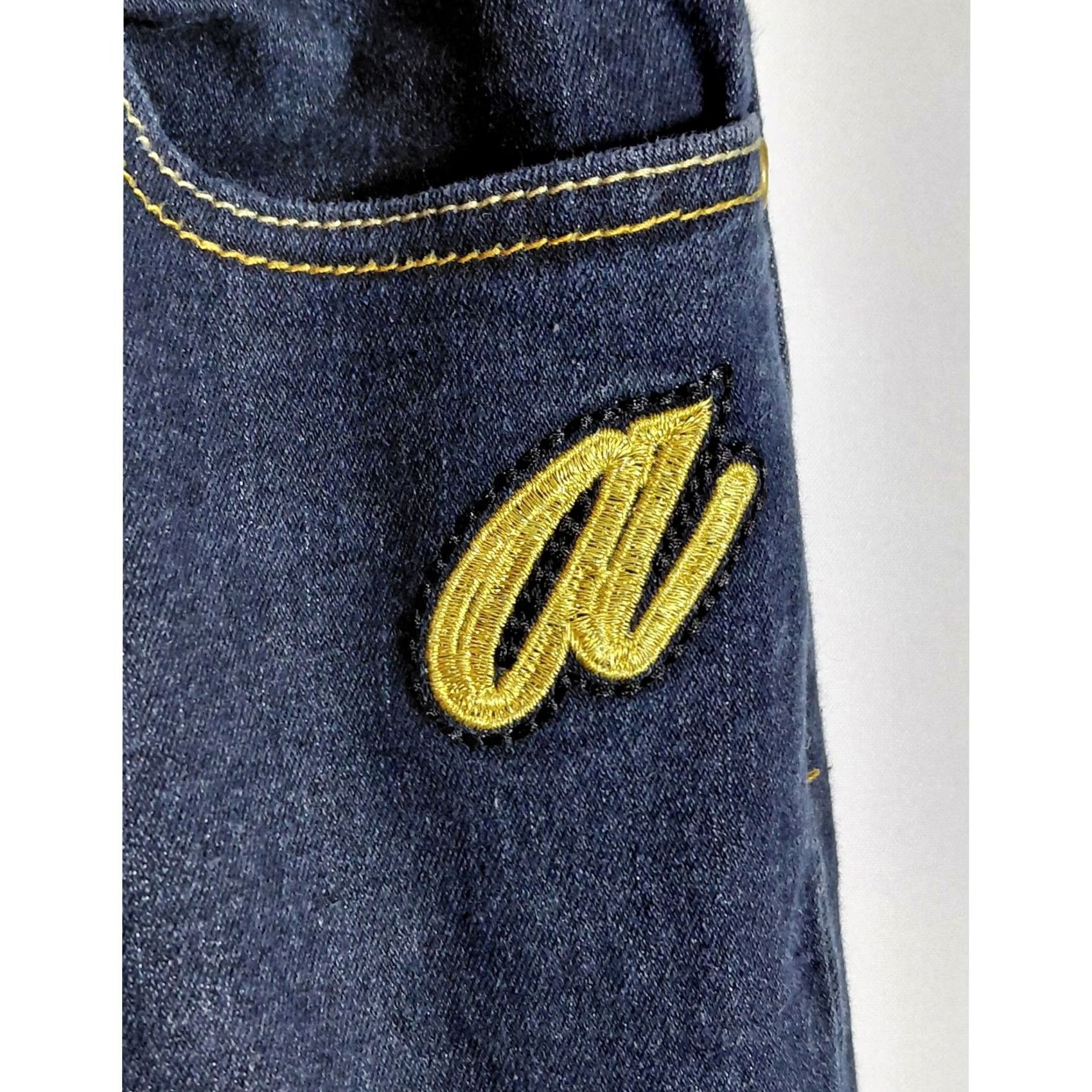 Denime AKDMKS Denim Jeans Blue Solid Regular Women Size 9 Skinny Stretch Embroidered Button Size 30" / US 8 / IT 44 - 3 Thumbnail