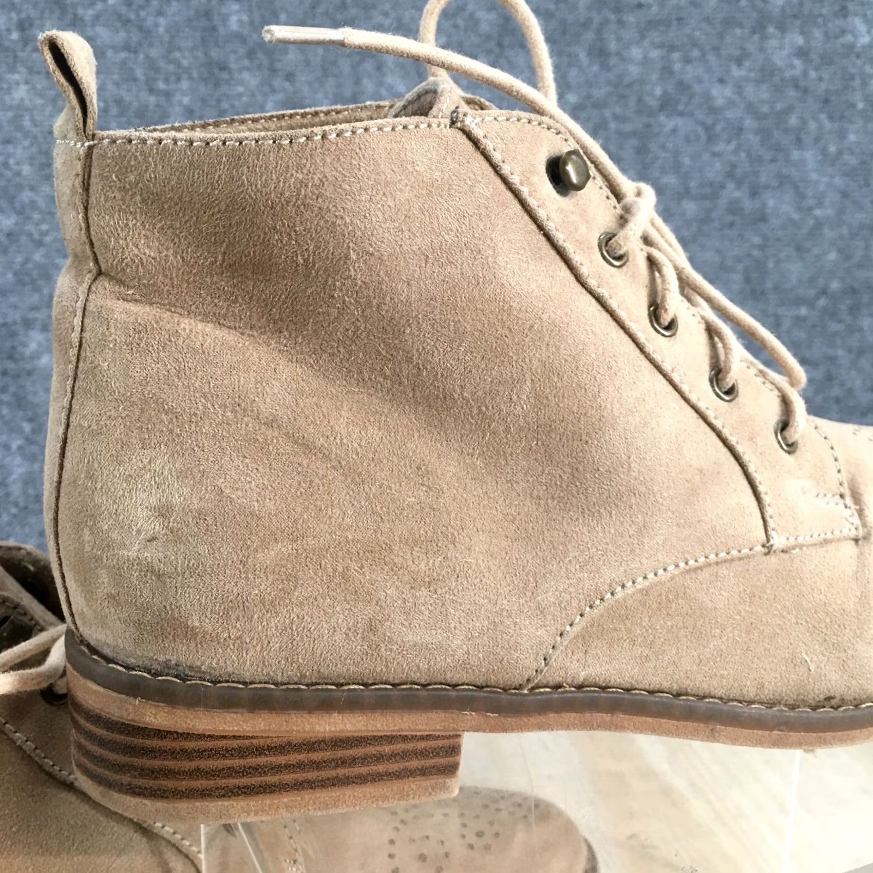 Vintage Rocket Dog Boots Womens 7.5 Lace Up Medallion Toe Ankle Bootie Brown Fabric Size US 8 / IT 38 - 5 Thumbnail