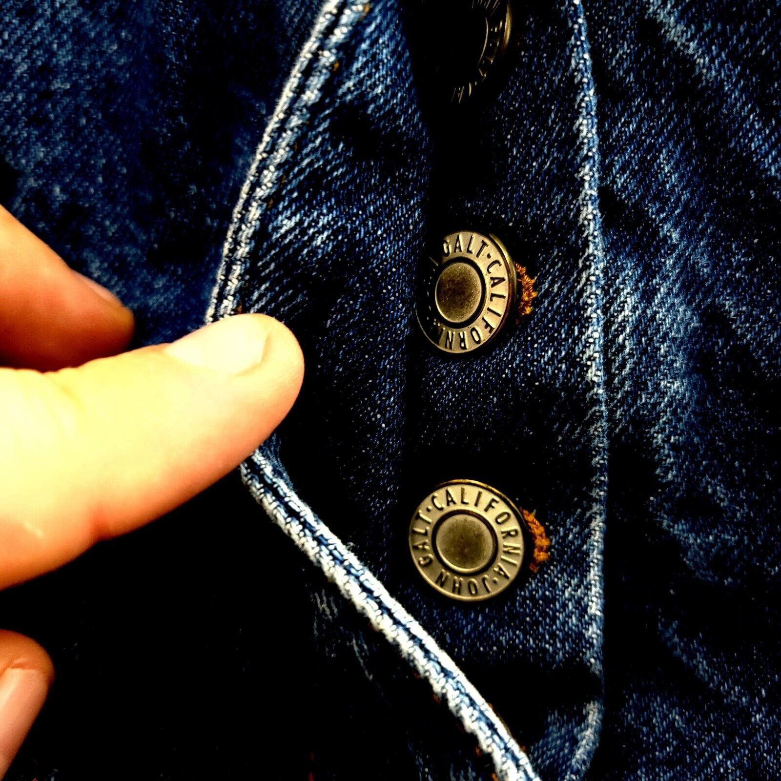 Designer J. Galt Shanghai Blue Denim Button Fly Skirt Small 26 Waist Size 26" / US 2 / IT 38 - 5 Thumbnail