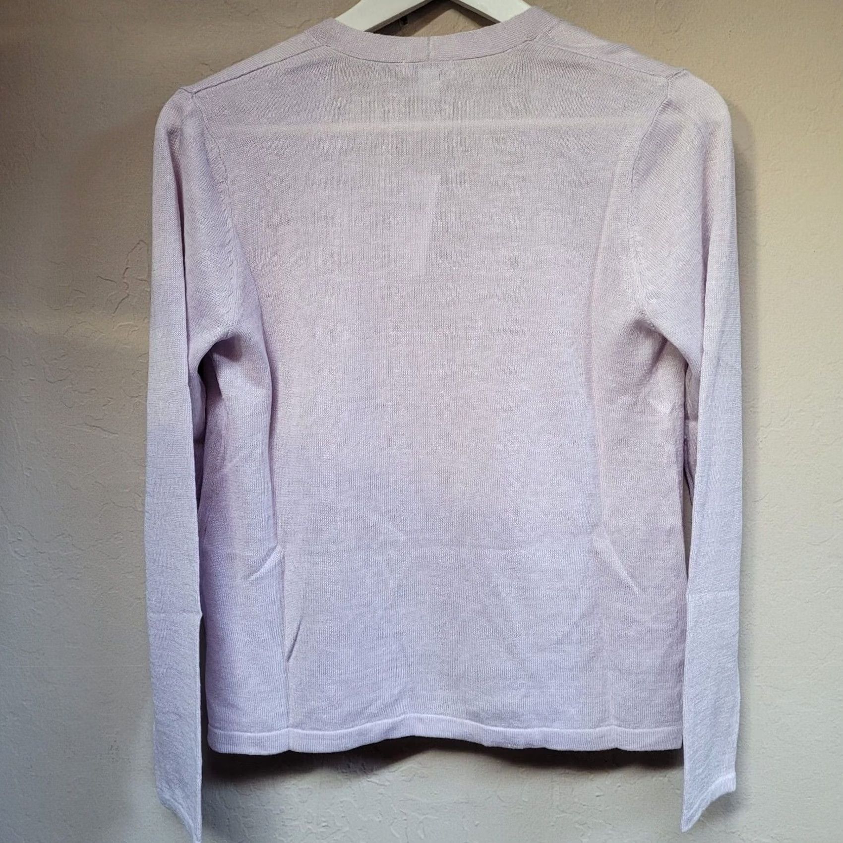 J. Jill J.Jill Womens Sweater Cardigan XS Lavender Linen Blend Open-Front Knit Casual Classic Autumn Size XS / US 0-2 / IT 36-38 - 2 Thumbnail