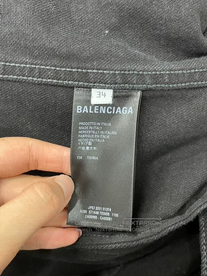Balenciaga Balenciaga Black and gray denim jacket with large rhinesto Size XXS / US 00 / IT 34 - 5 Thumbnail