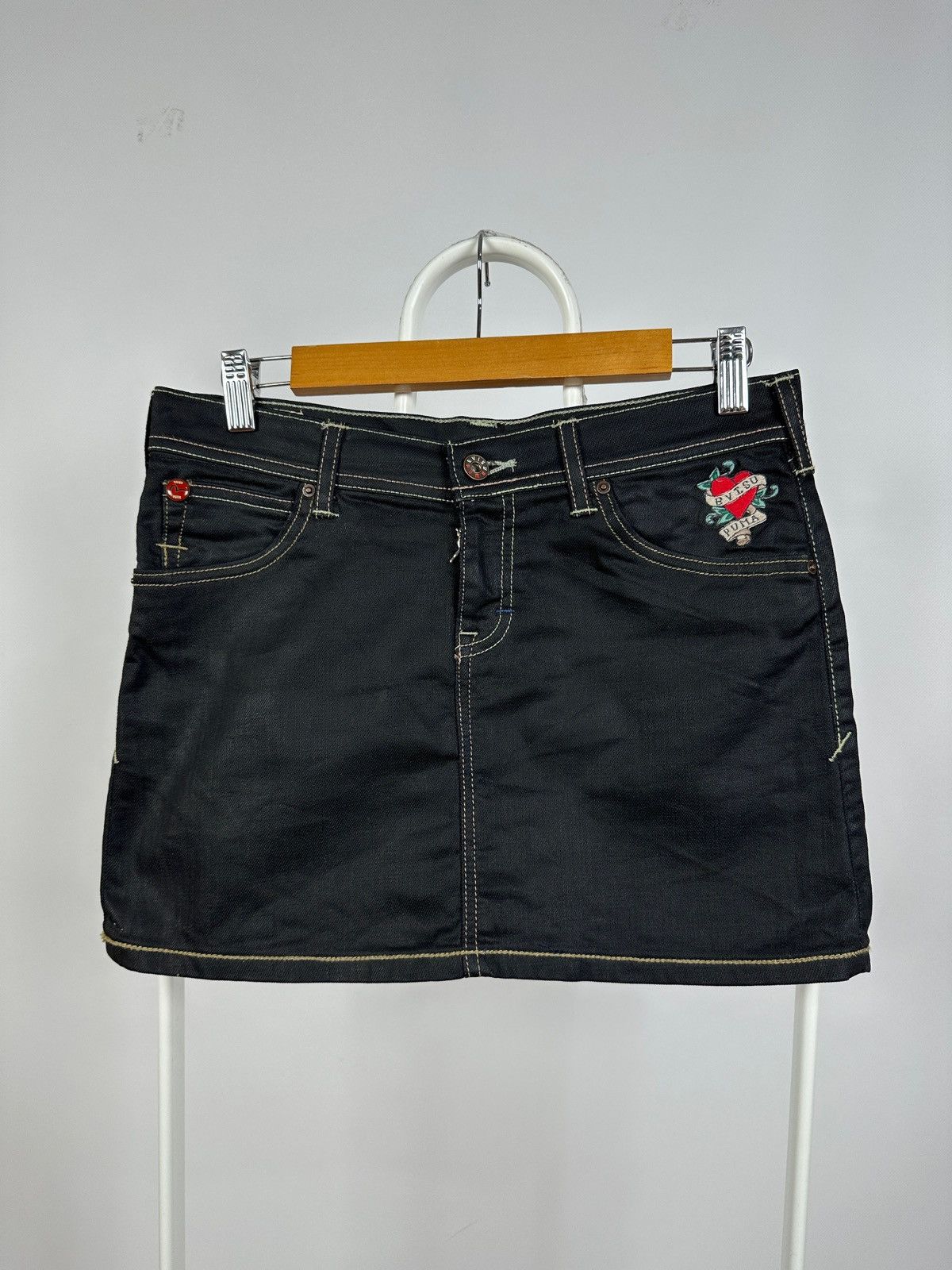 Evisu Vintage Evisu x Puma Y2K Black Mini Skirt Size 28" / US 6 / IT 42 - 2 Thumbnail