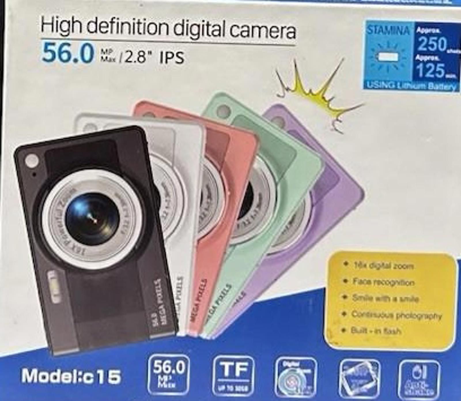 Other Purple Compact Digital Camera 56.0MP Model a15 2.8" Screen F Size ONE SIZE - 3 Thumbnail
