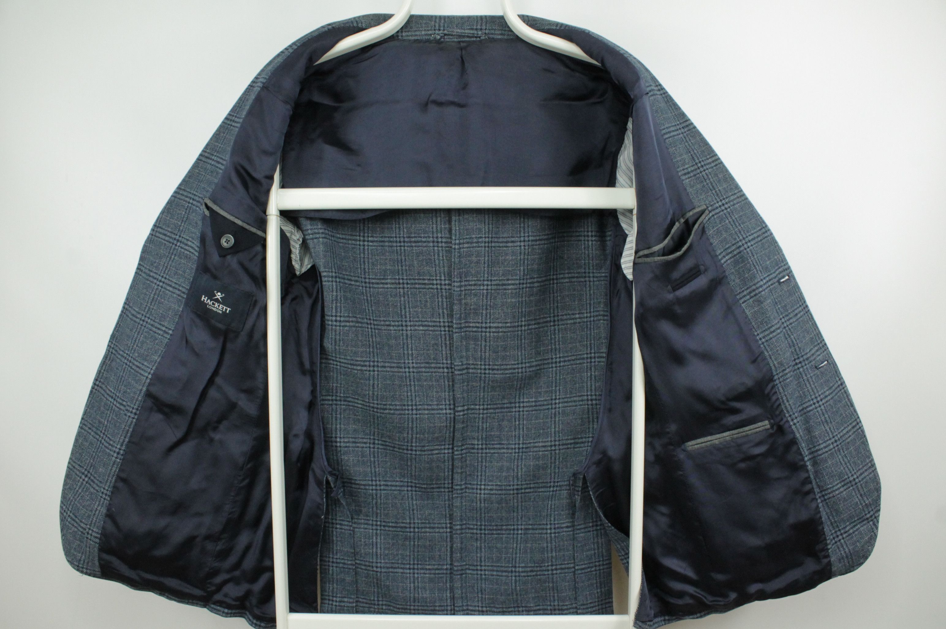 Hackett Hackett London Brushed Blue Cheked Cotton Blazer Jacket Size US M / EU 48-50 / 2 - 6 Thumbnail